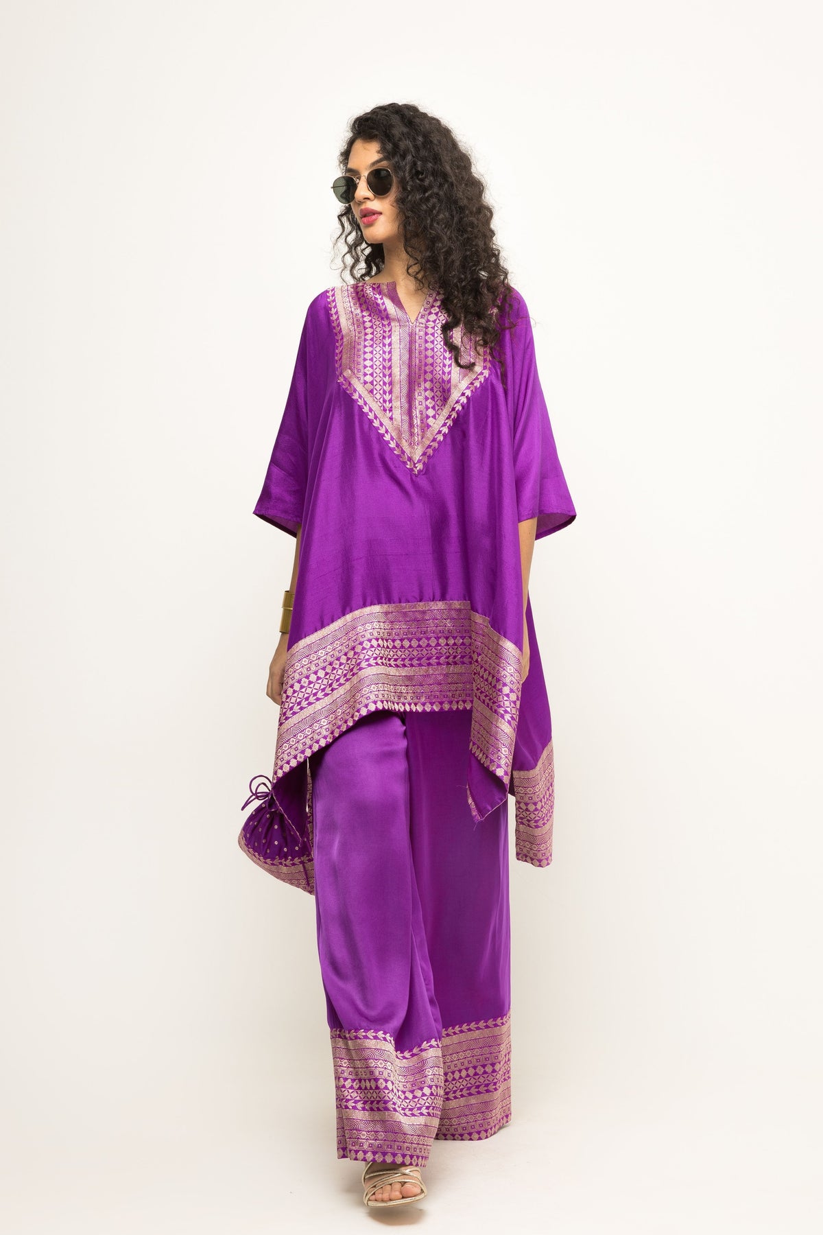 Triya Asymmetrical Purple Tunic Set