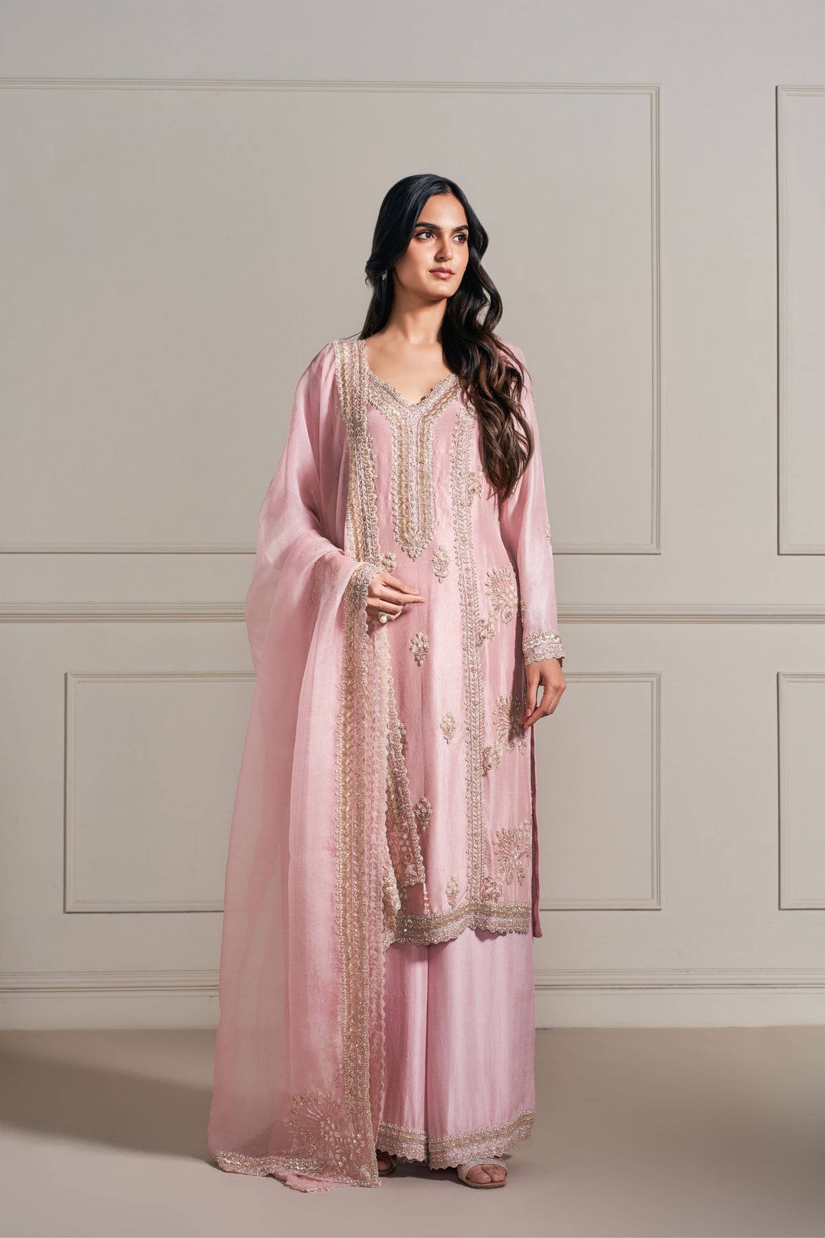 Baby Pink Embellished Kurta Set