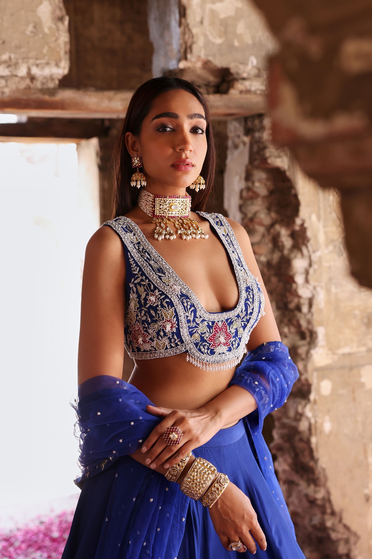 Meera Lehenga in Electric Blue