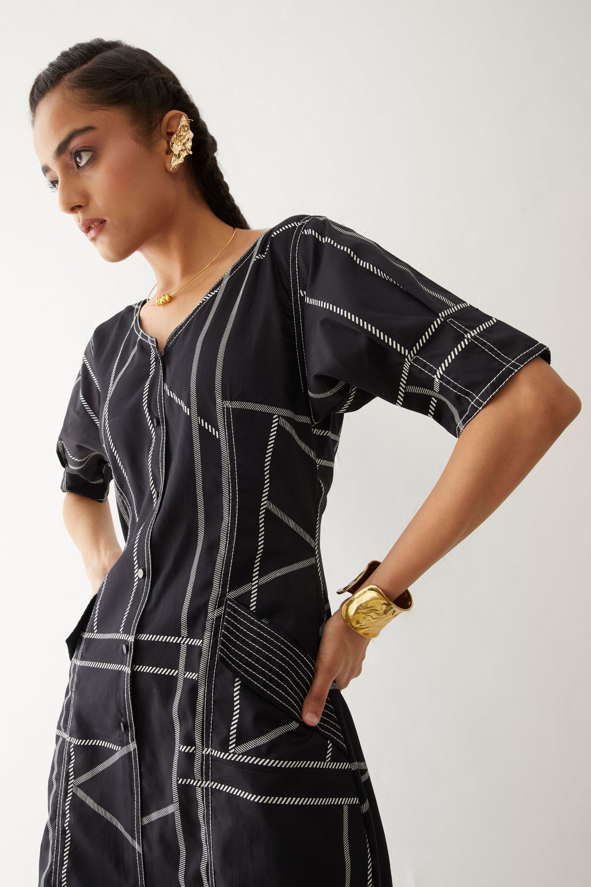 Moira Dress With Pipeline Print