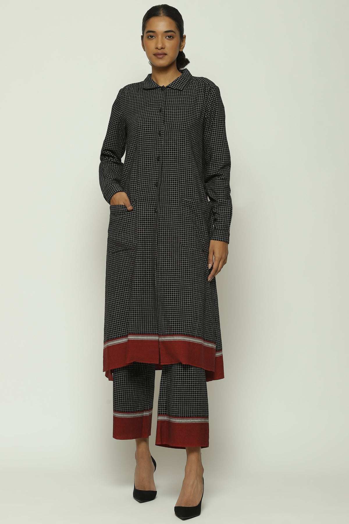 Chettinad Checks Red Border Trouser