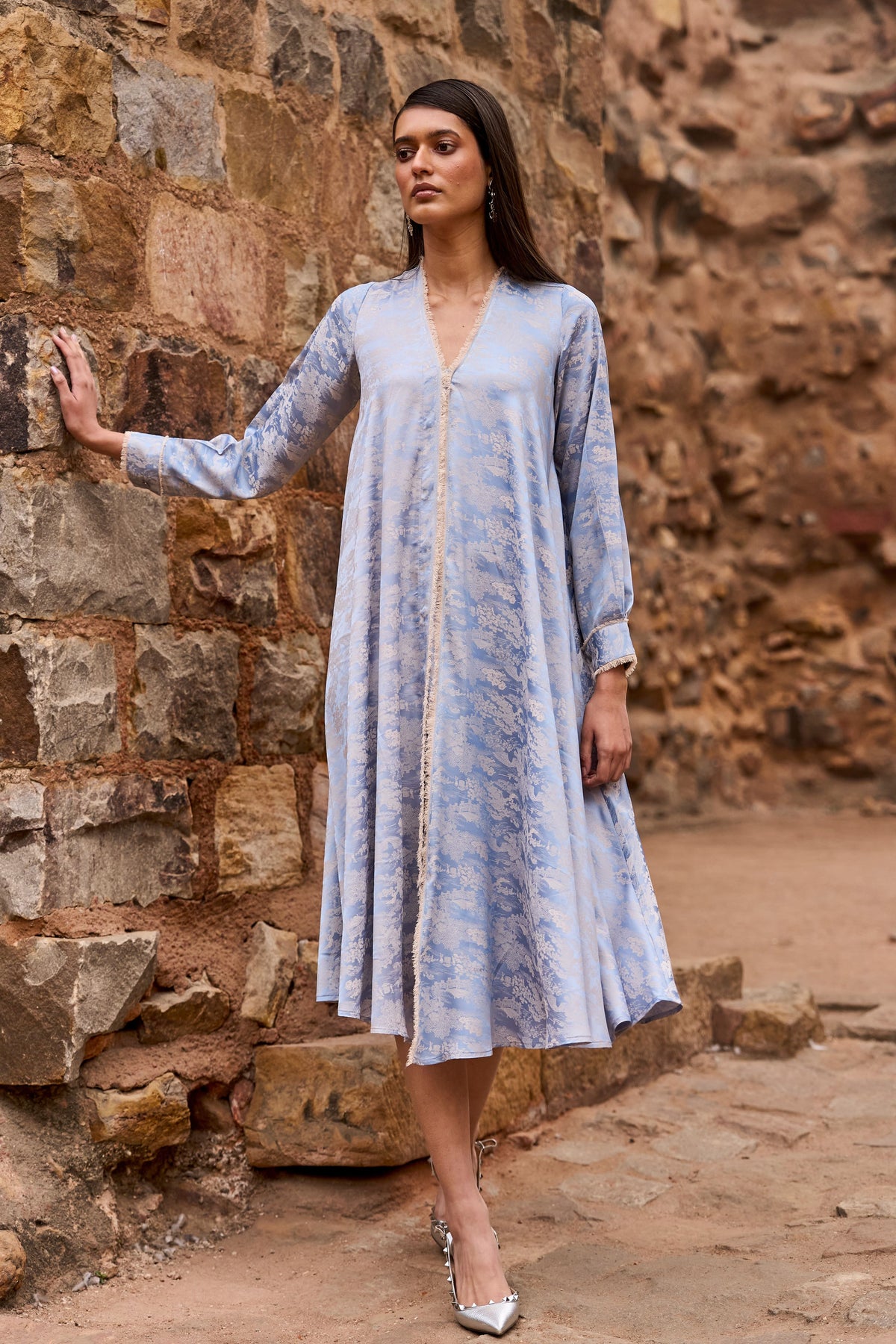 A-line Patterned Shirt Dress