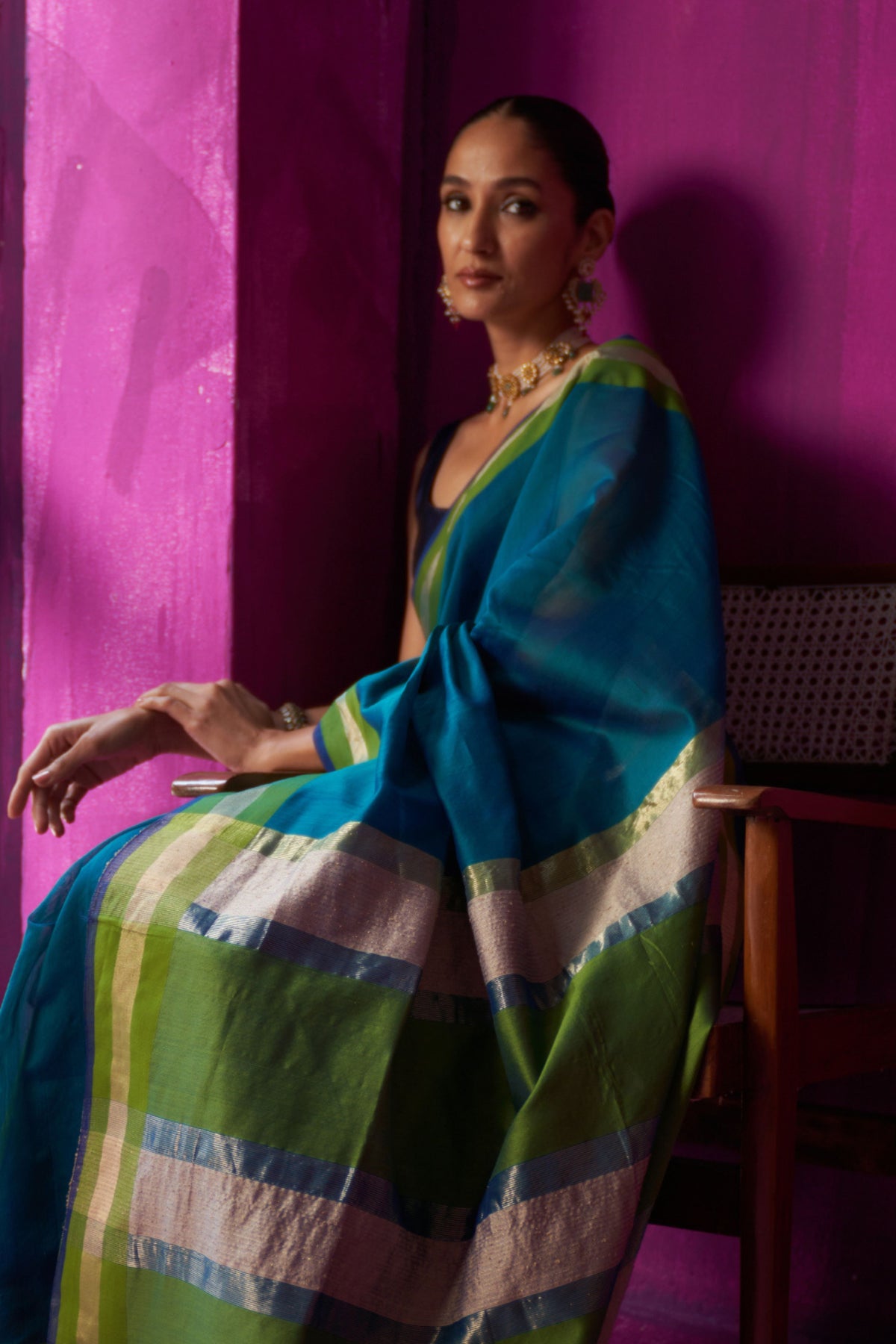 Chitra Teal Saree