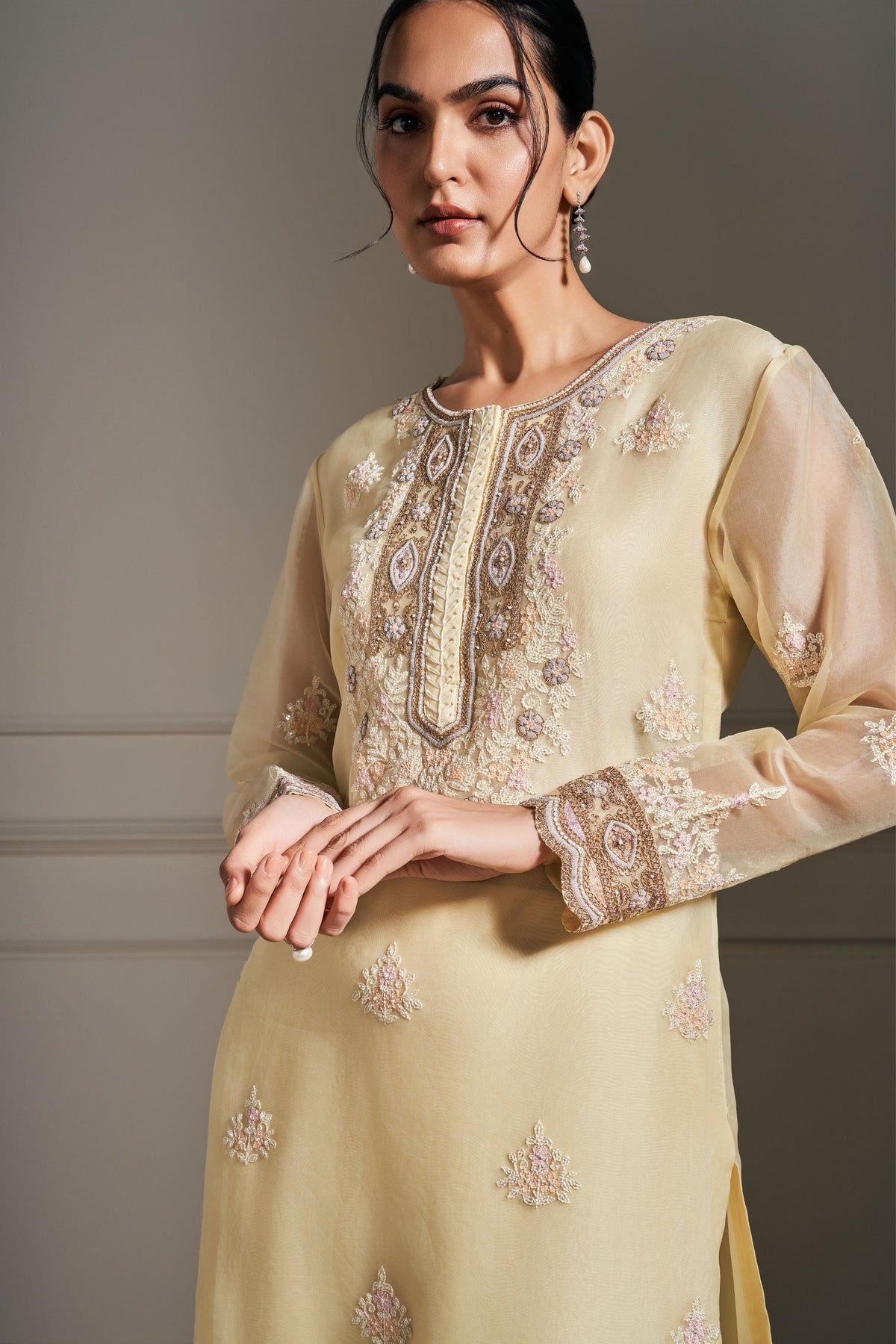 Ethereal Yellow Embellished Kurta Set