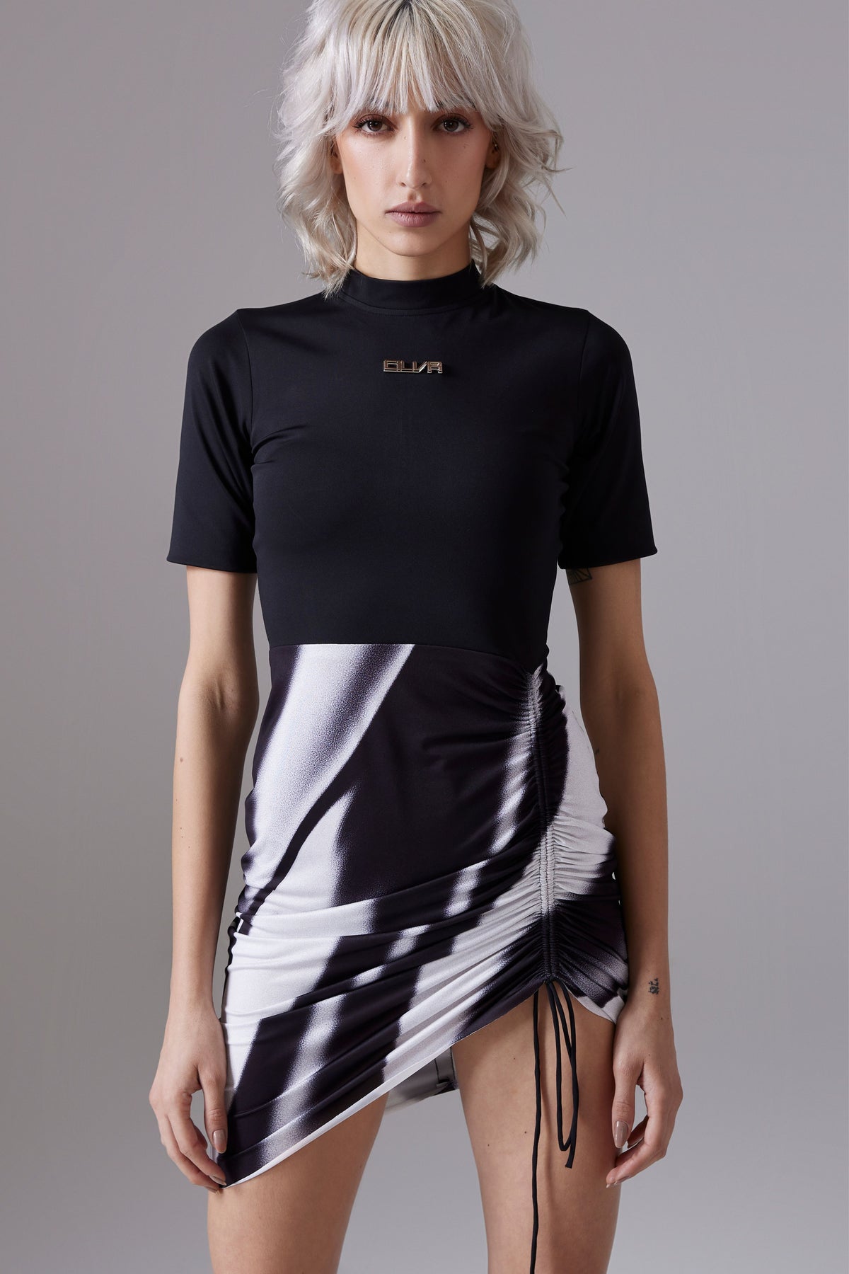 Ruched Tee Black Dress