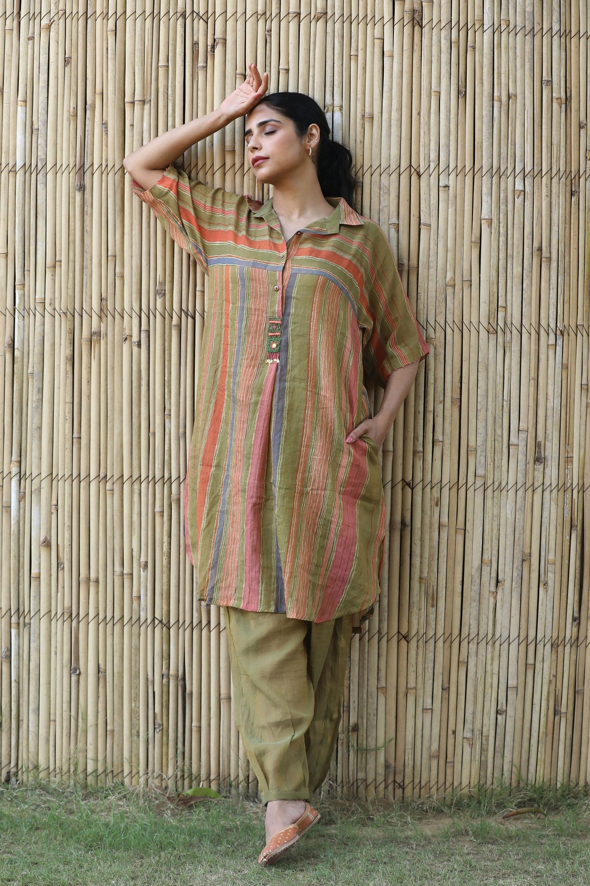 Mehendi Green Shirt Tunic Set