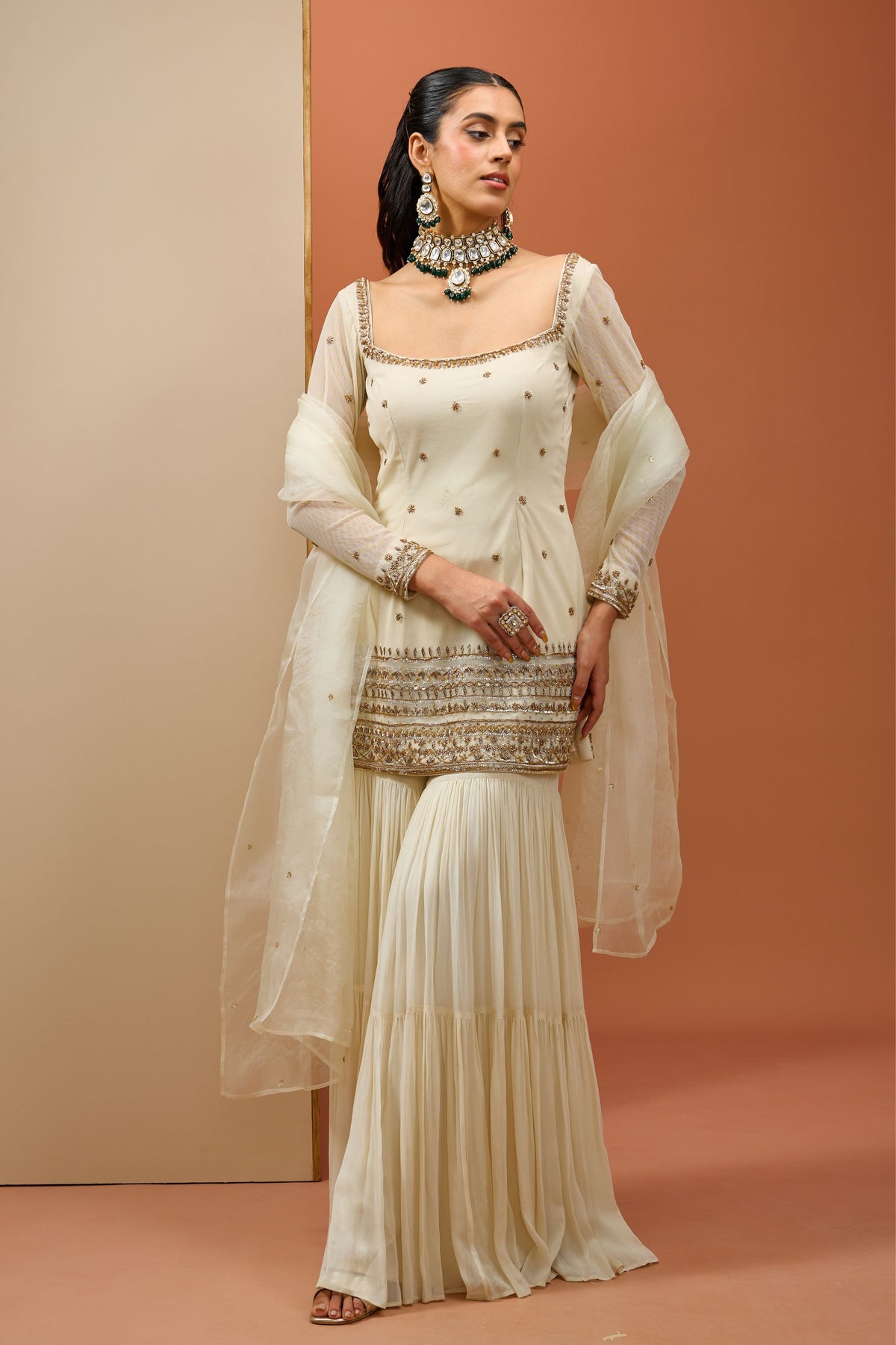 Off White Sharara Set