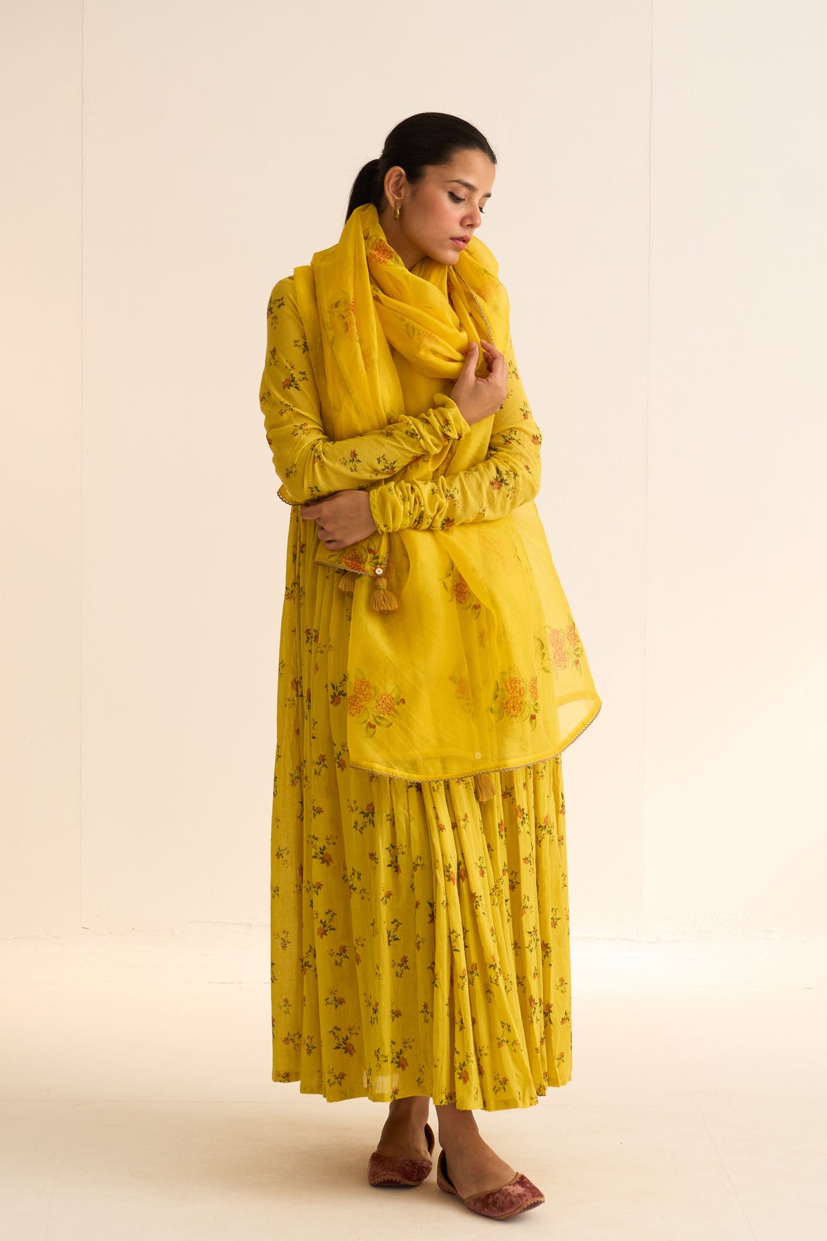 Evani Yellow Organza Dupatta