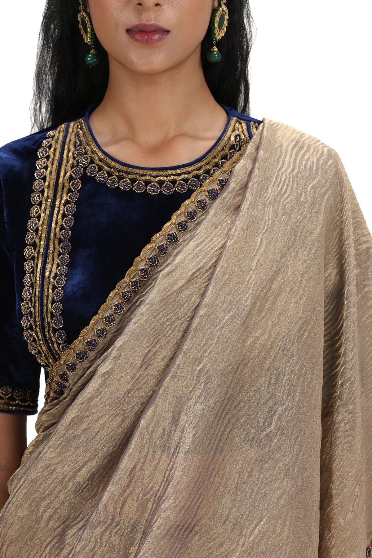 Shanta Metallic Grey Saree Set