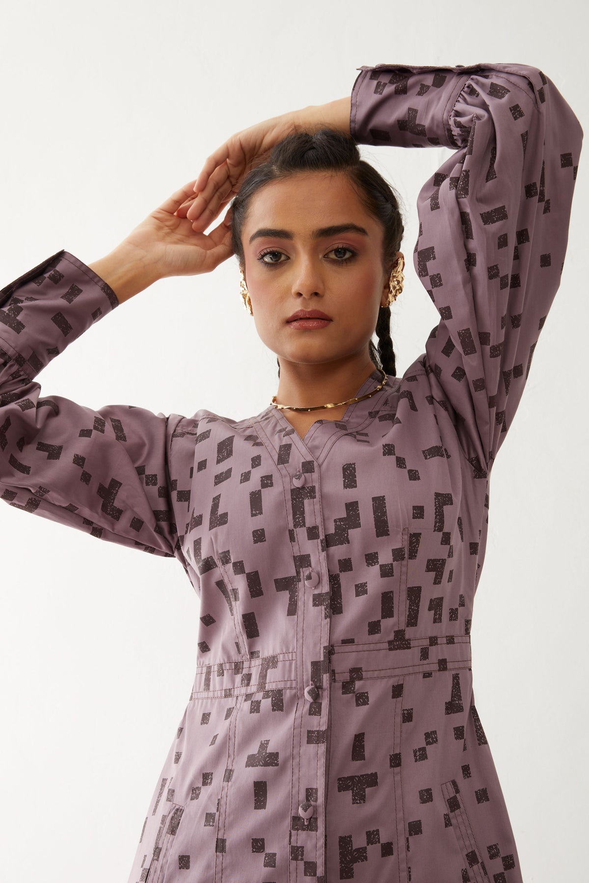 Innis Dress With Cube Print