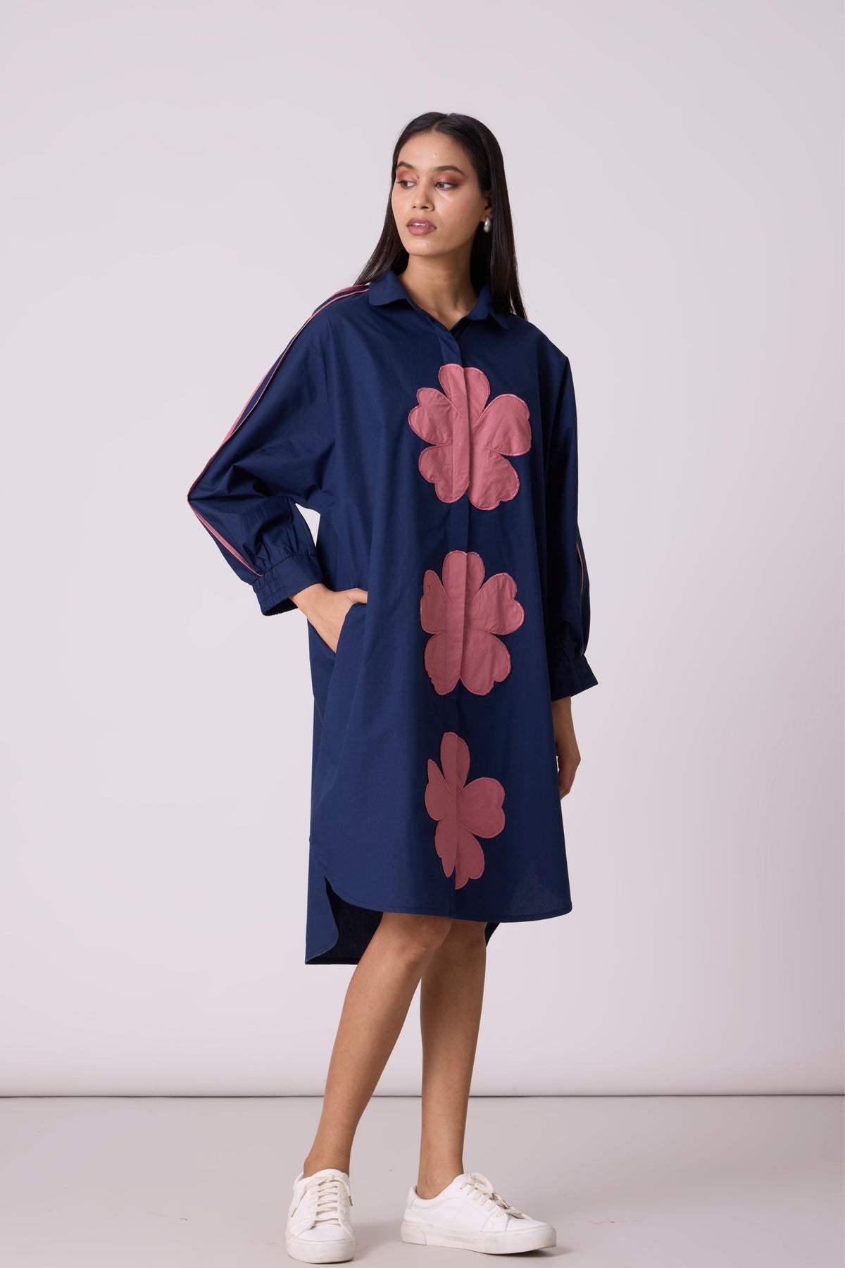 Brooke Applique Navy Blue Dress