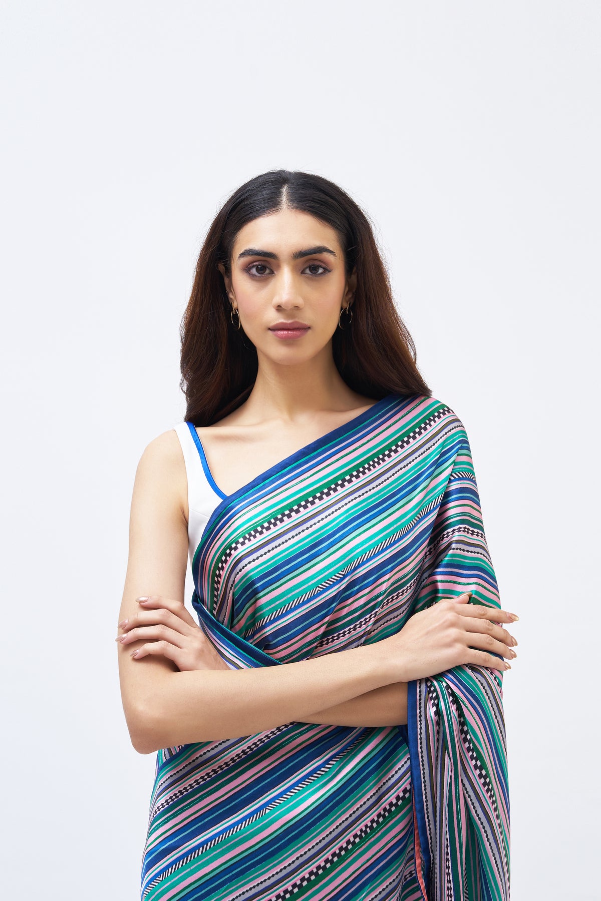 Charley Forest Blue Silk Saree