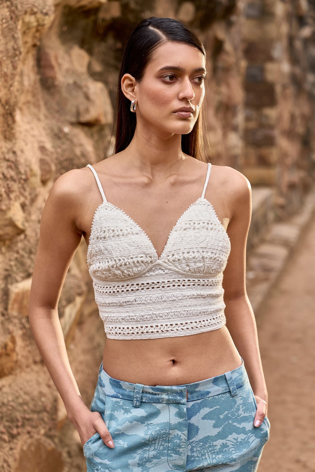 White Knitted Lace Bralette