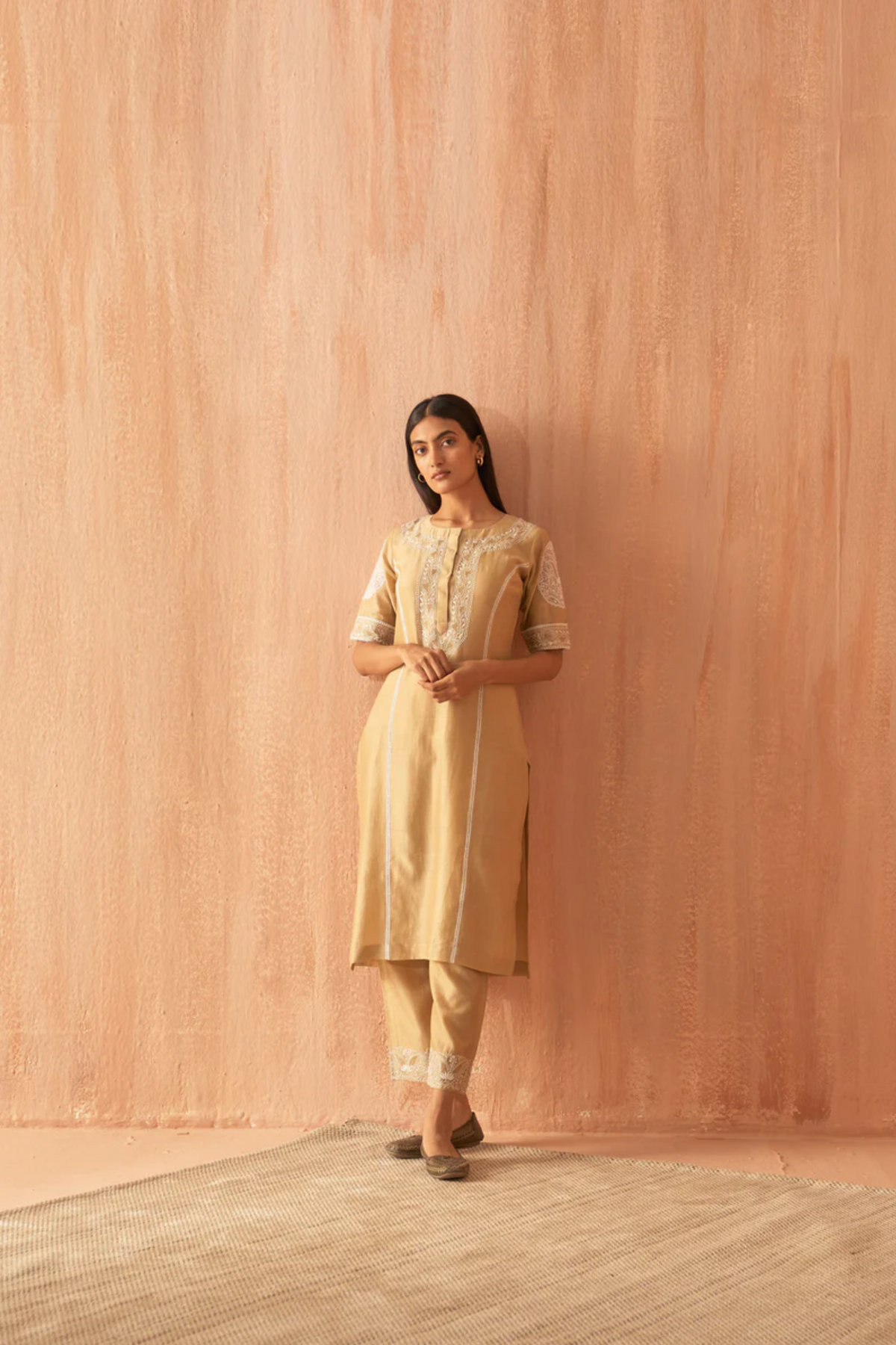 Gold Chanderi Co-ord Set