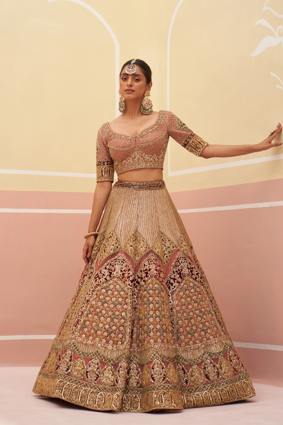 Onion Pink Organza Lehenga Set