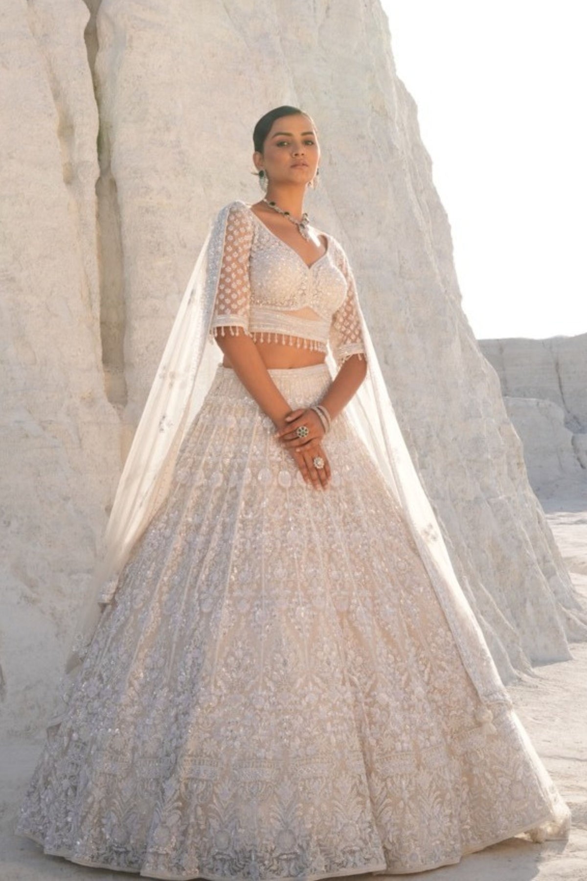 Ivory Embellished Lehenga Set