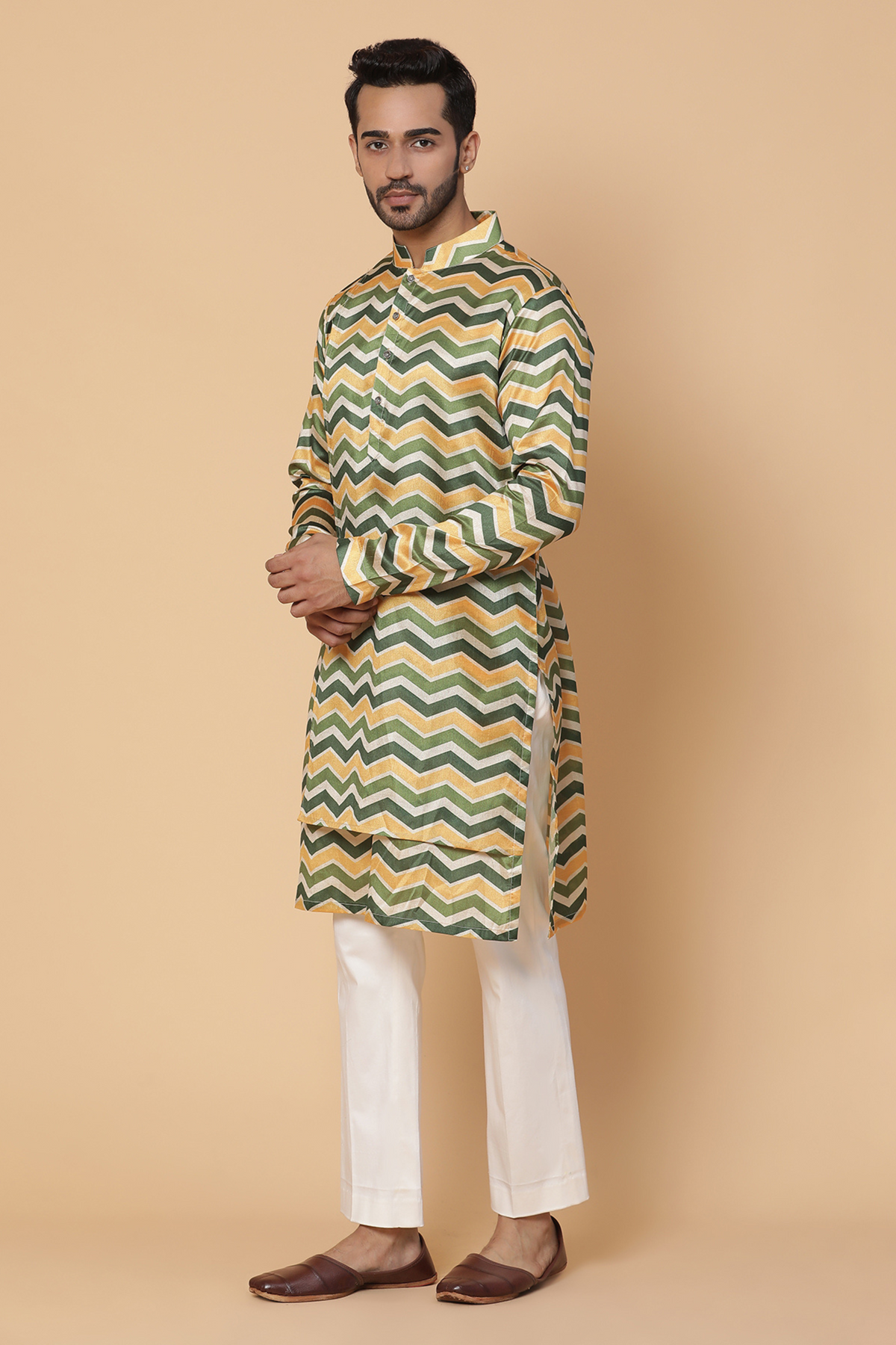 Cheveron silk kurta