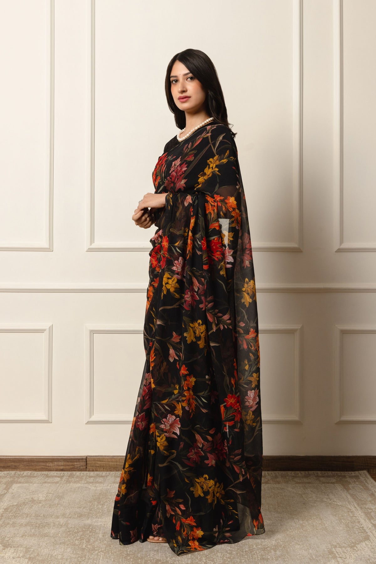 Camille Printed French Chiffon Saree