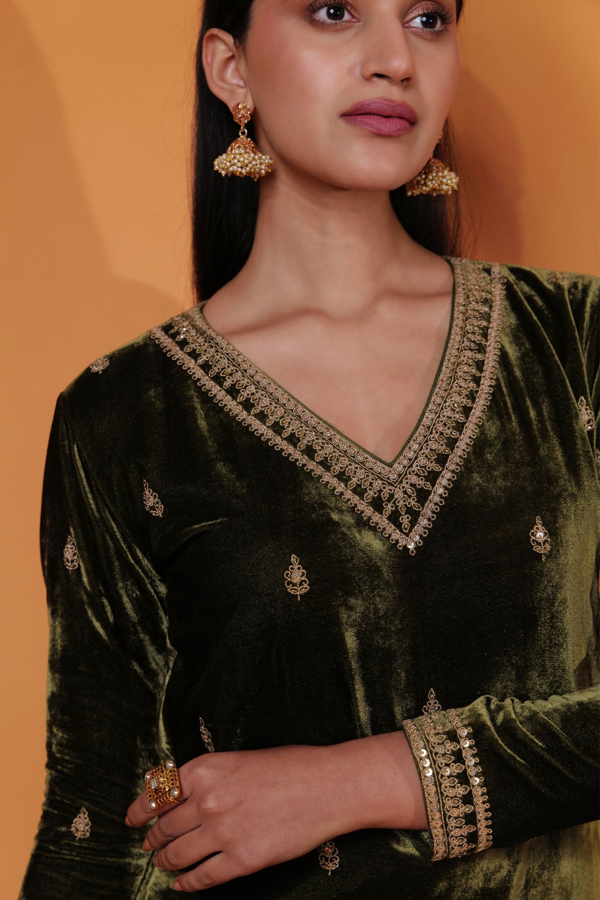 Forest Green Embroidery Kurta Set