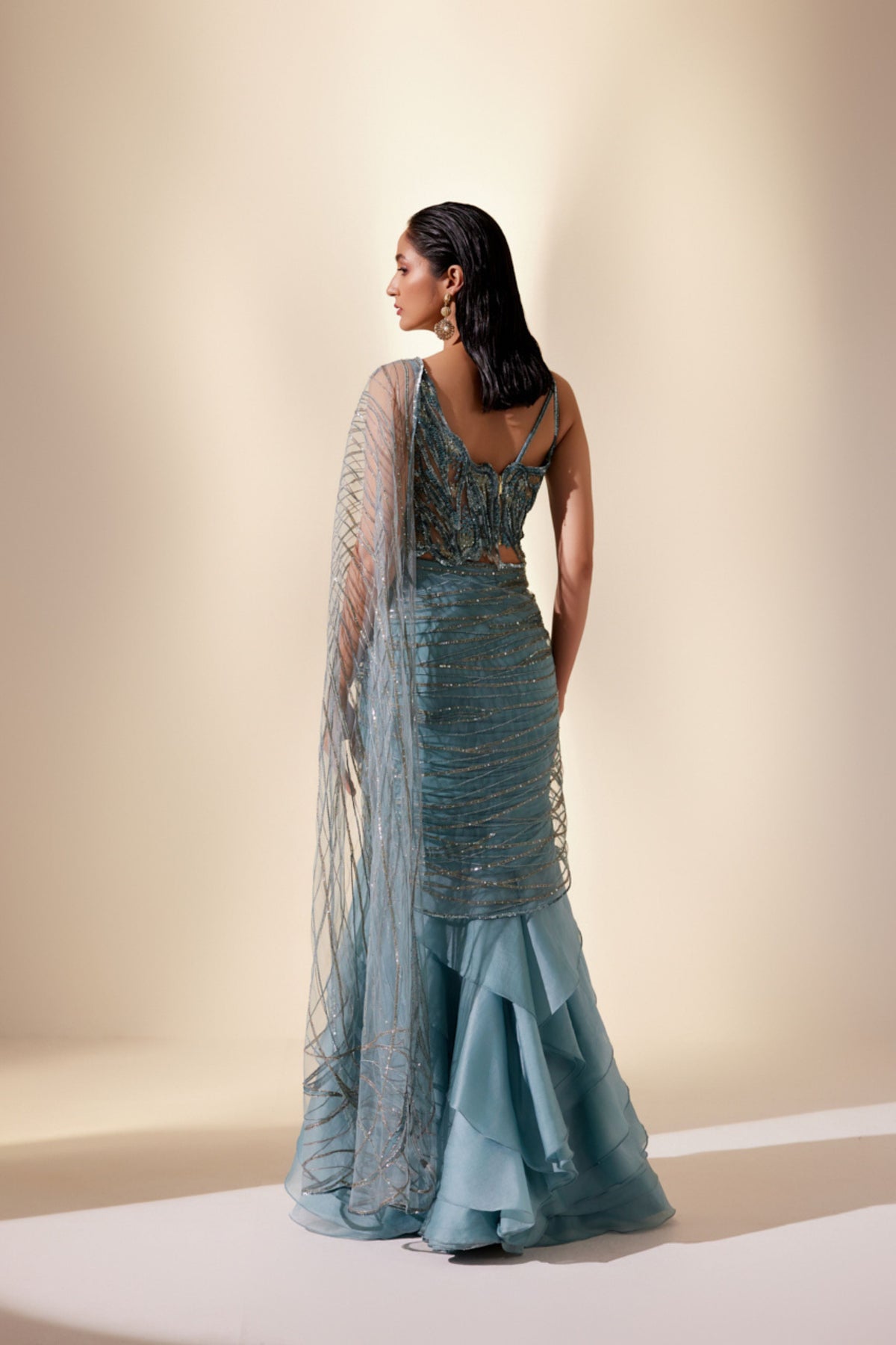 Twilight Teal Stream Saree