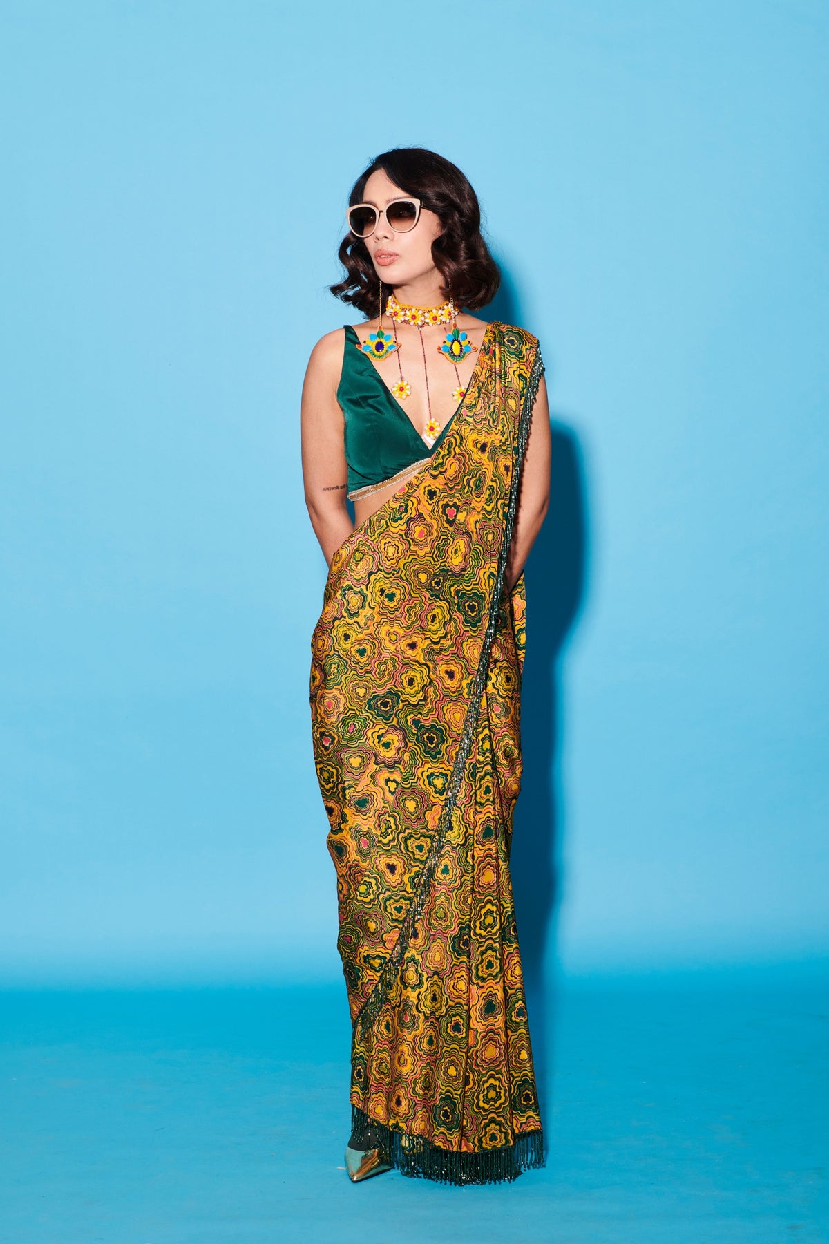 Predraped Pinwheel Saree