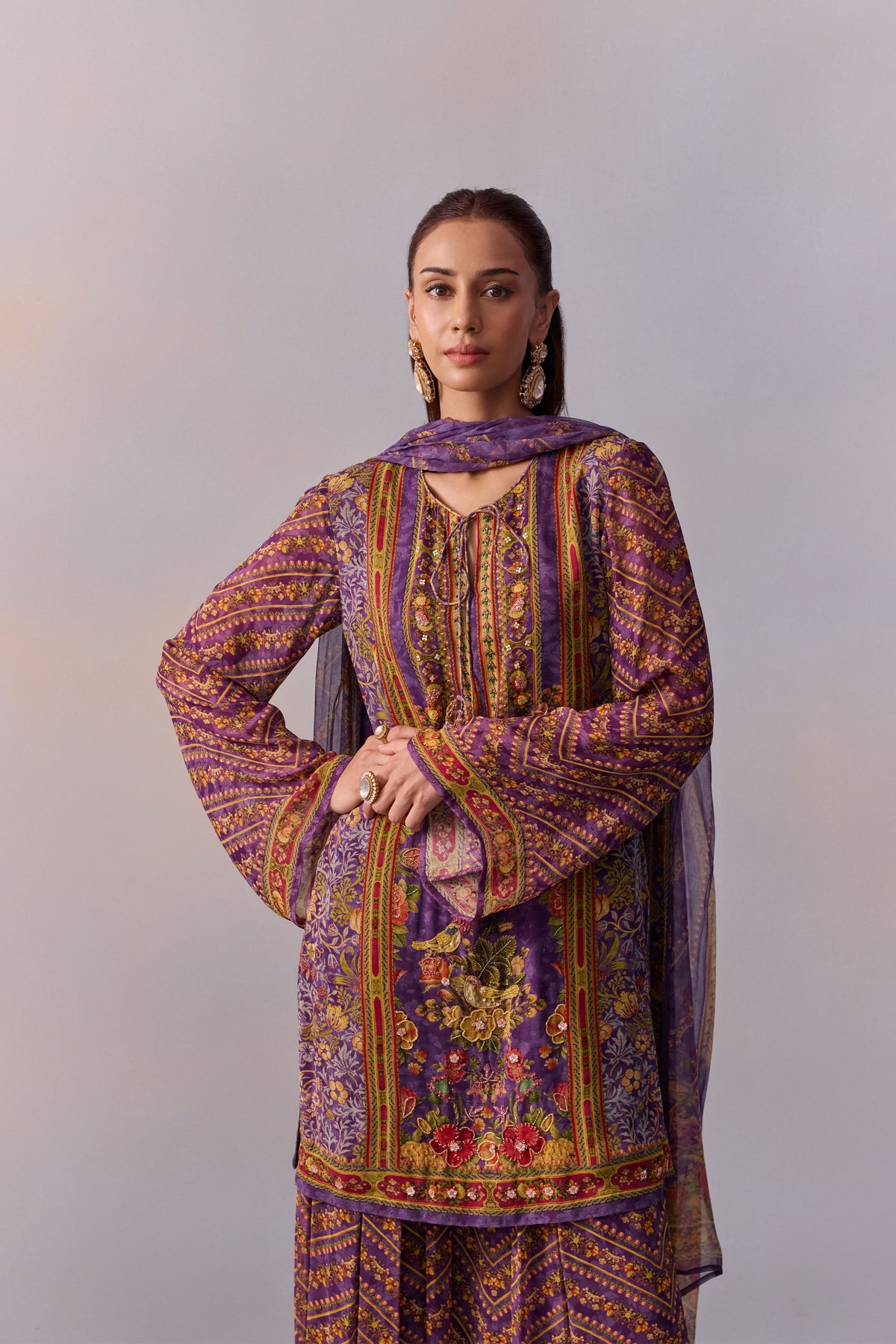 Purple Asma Sharara Set