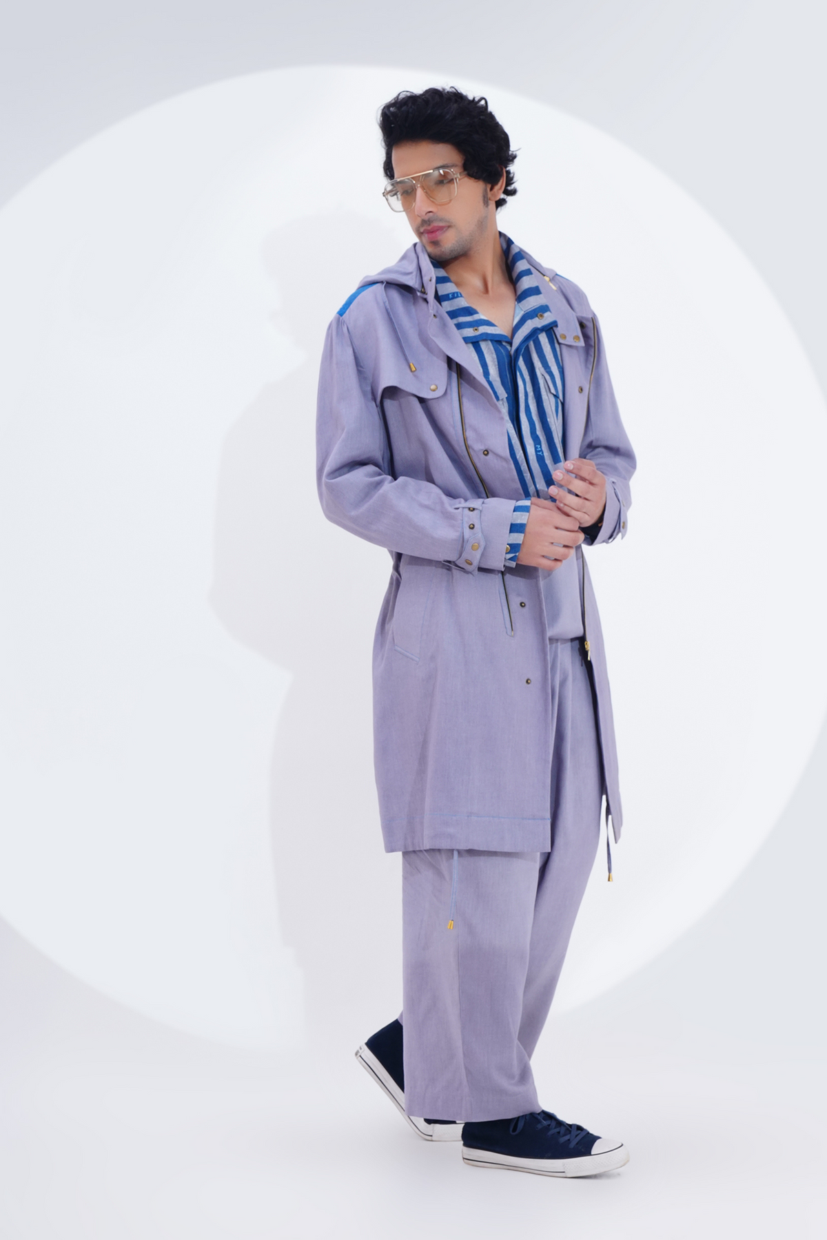 Grey Solid Trench