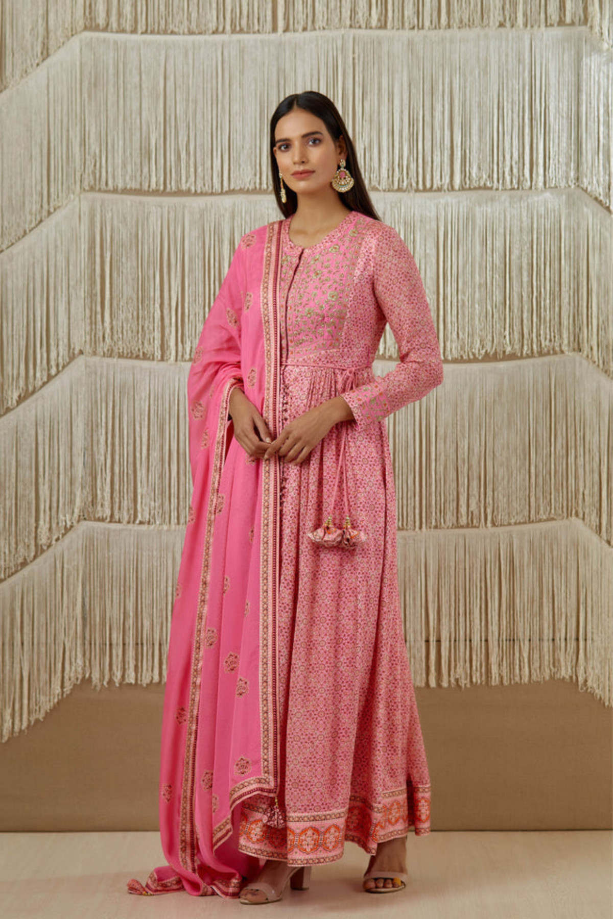 Pink anarkali set