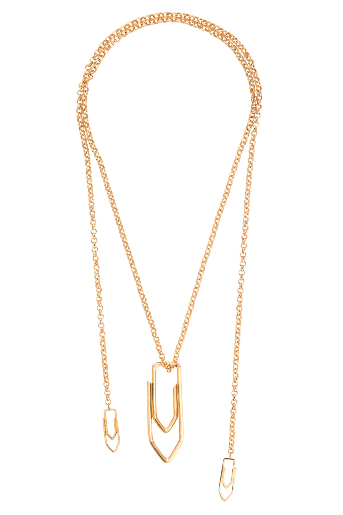 Golden Paper Clip Lasso Necklace