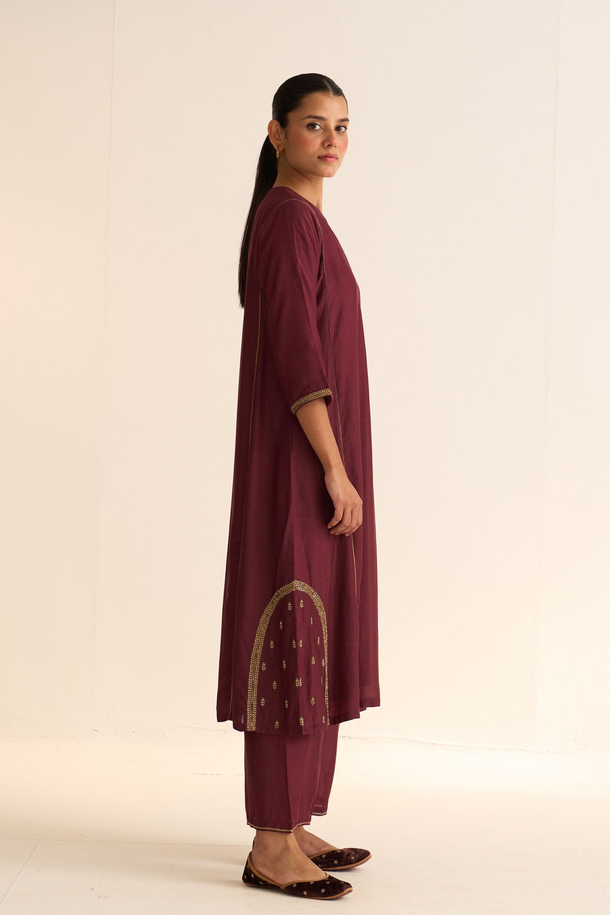 Kumud Deep Wine Kurta Set