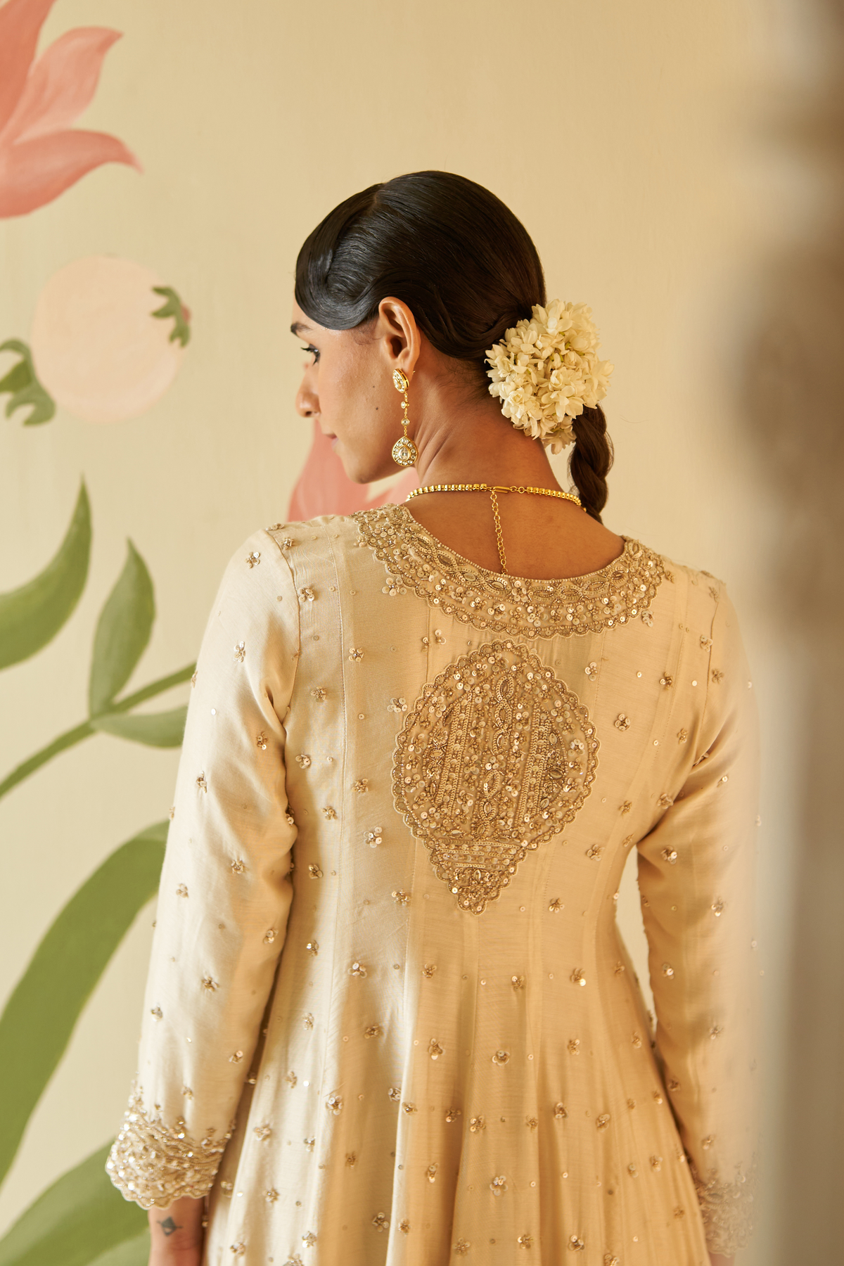 Ivory Chanderi Silk  Anarkali Set