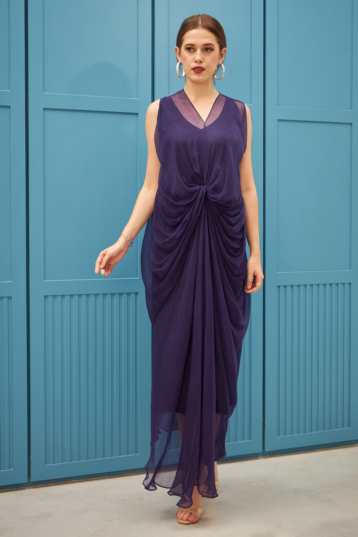 Chiffon Twisted Drape Dress