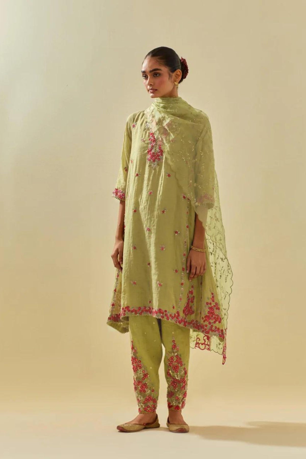 Green Kalidar Kurta Set