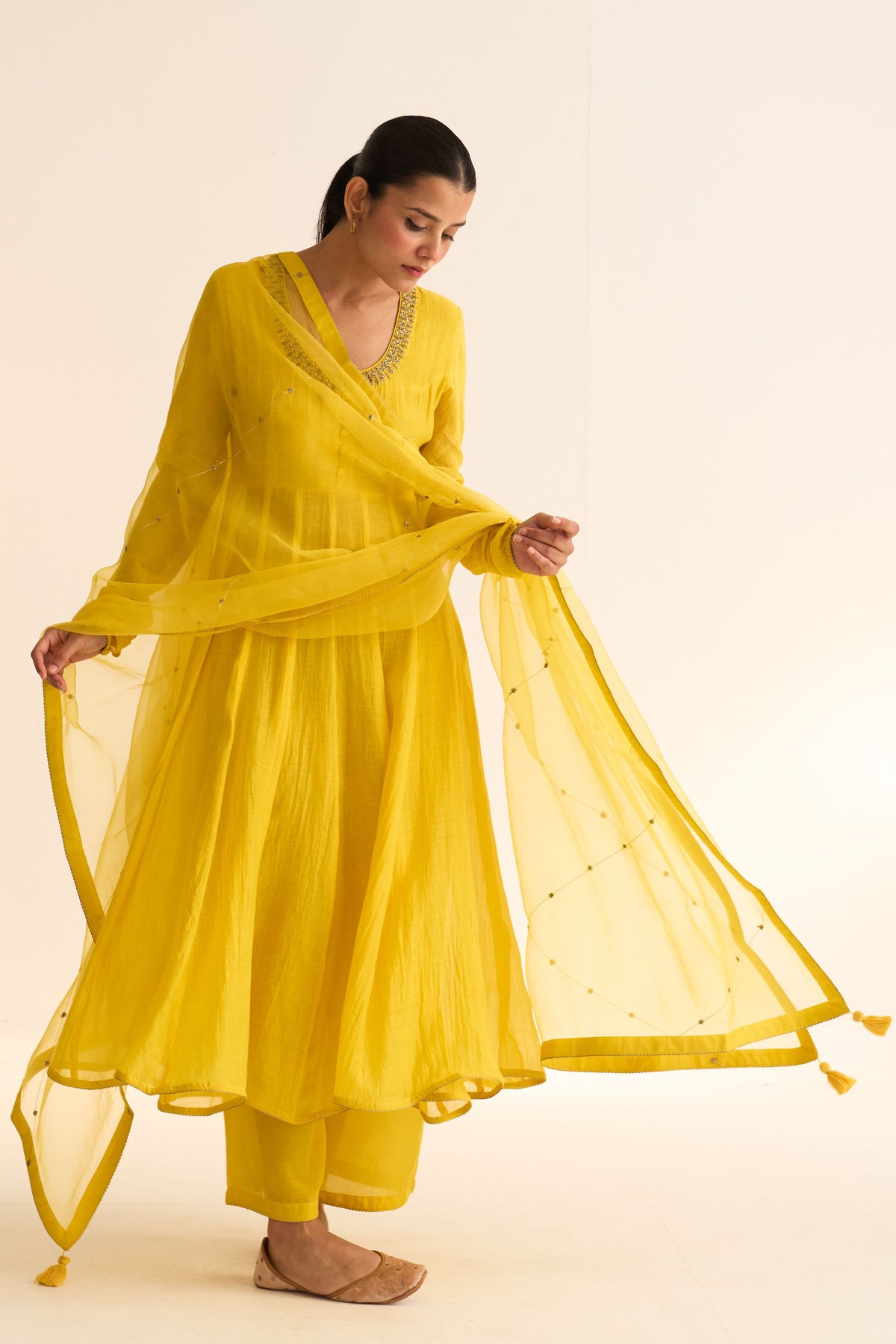 Vara Yellow Ghoomar Anarkali Set