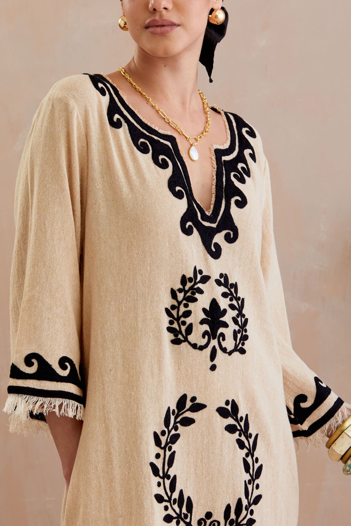 Beige Embroidery Dress