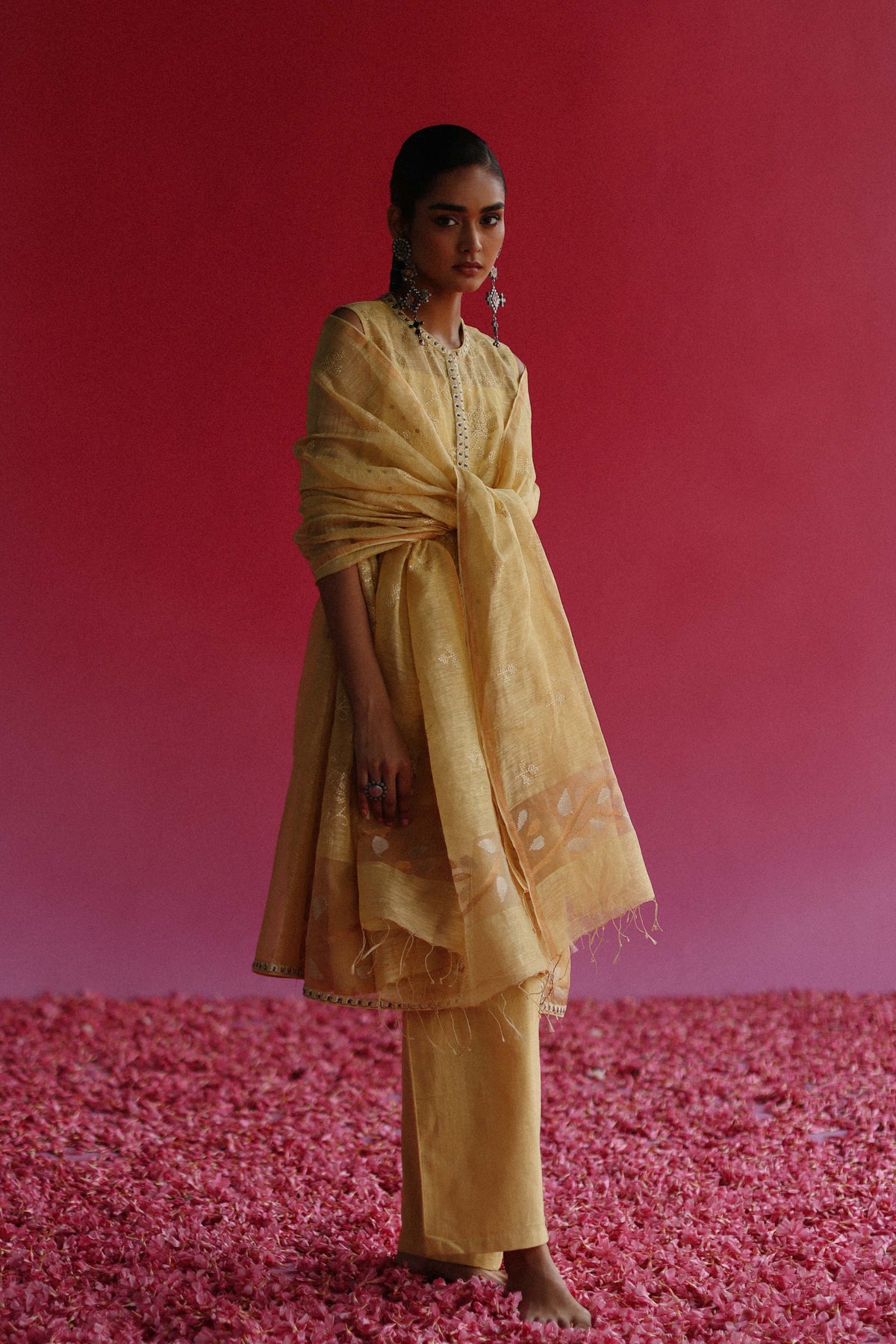 Pushti Yellow Jacket Kurta