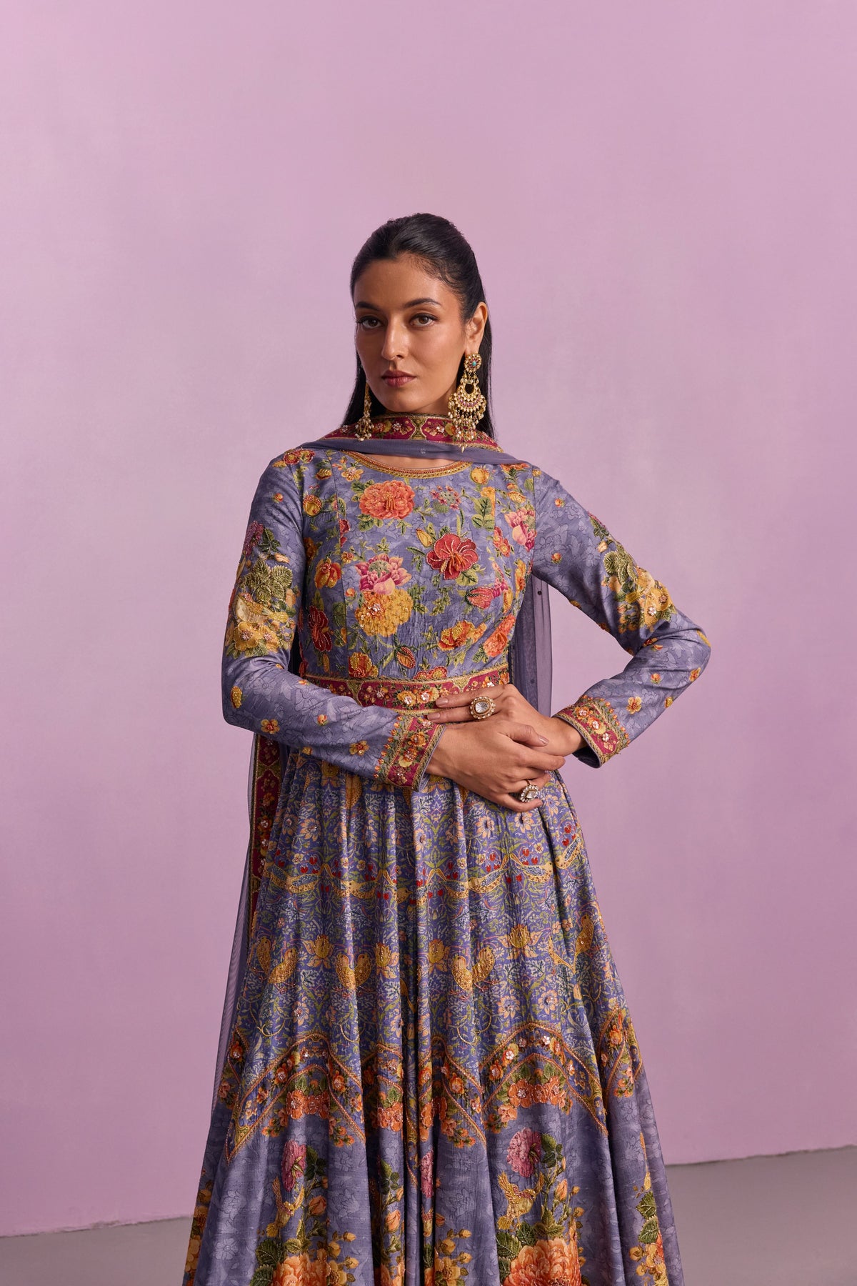 Purple Tahira Anarkali Set