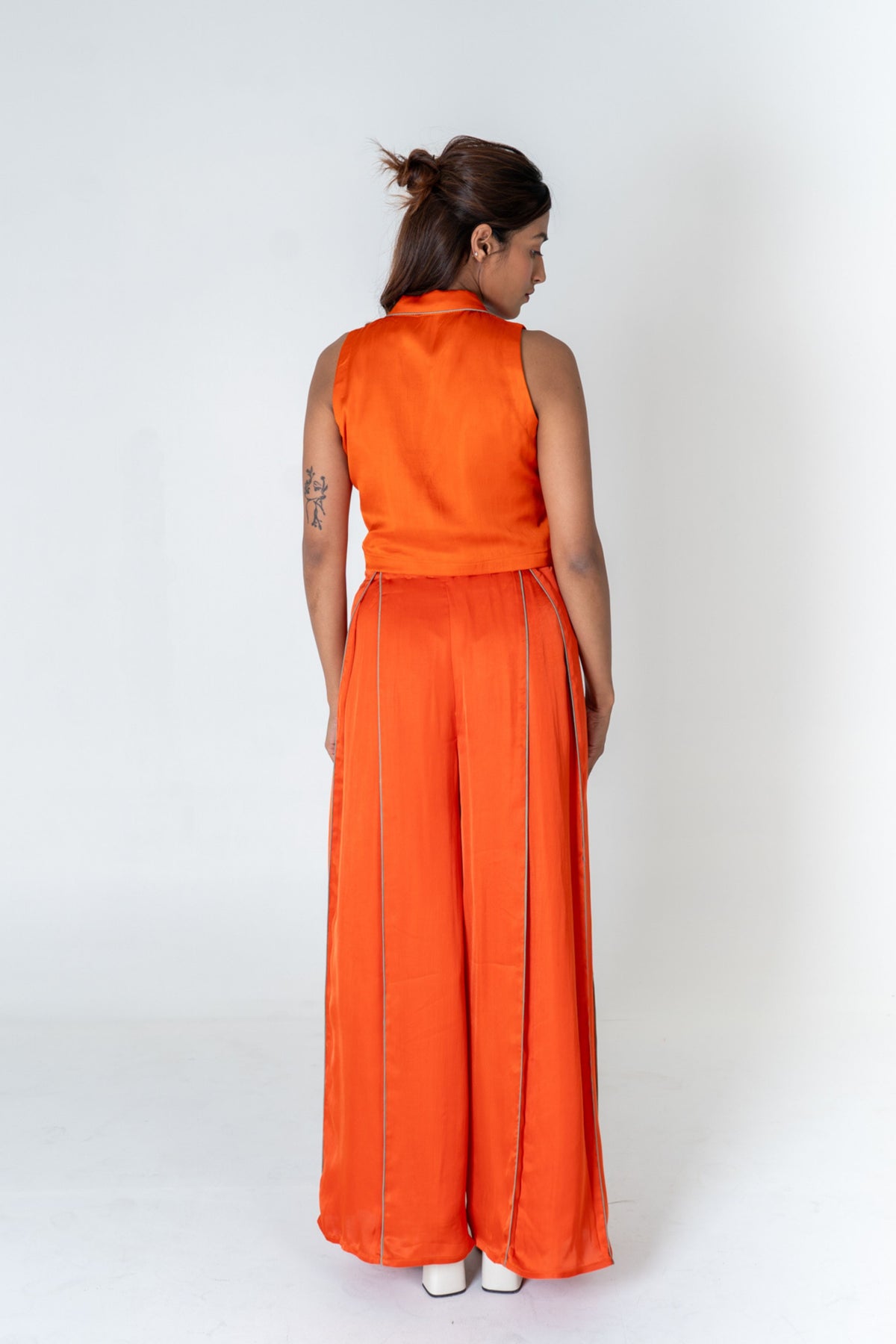 Orange Sleeveless Waistcoat Top