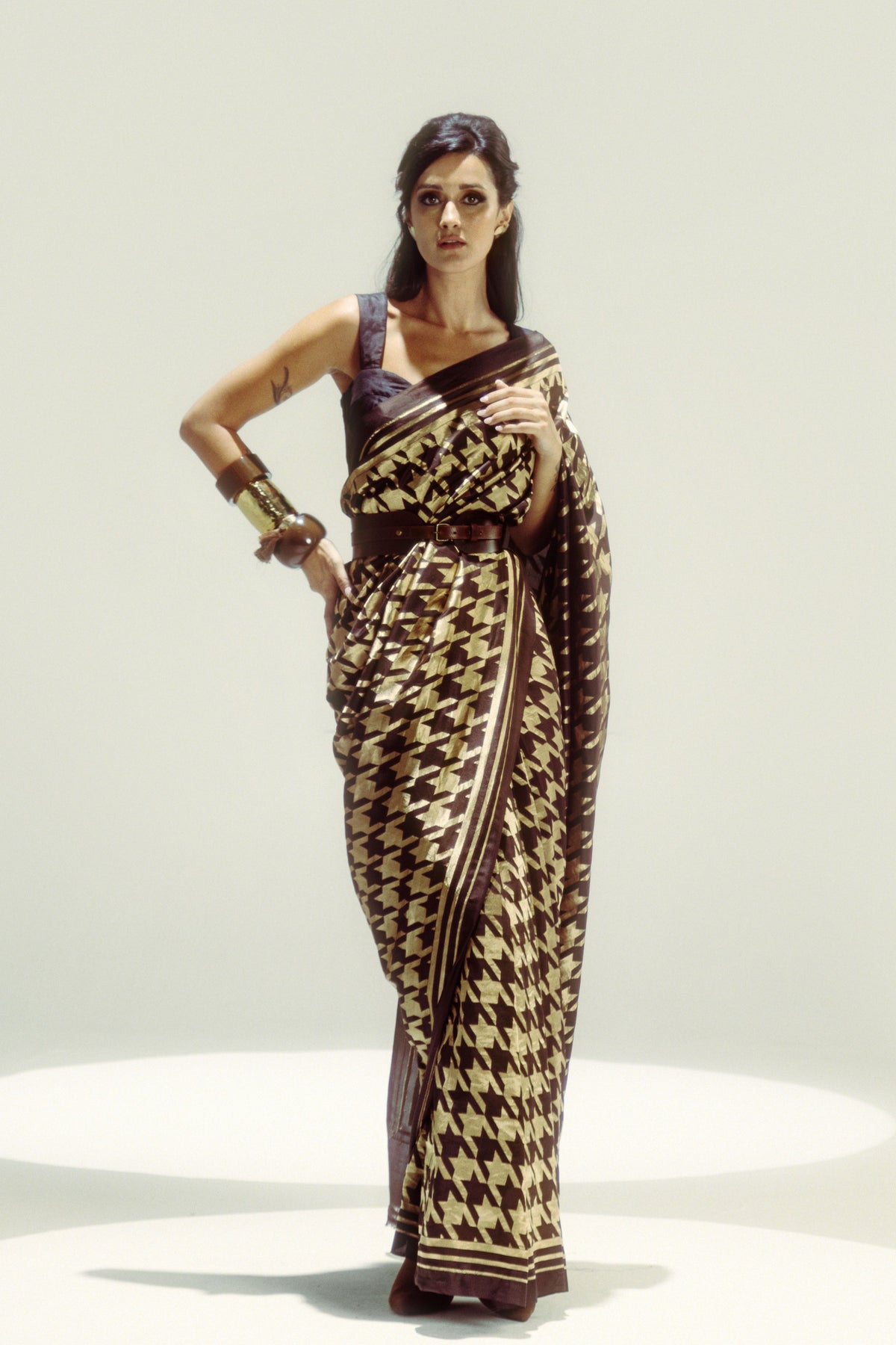 Espresso and Gold Gerum Saree