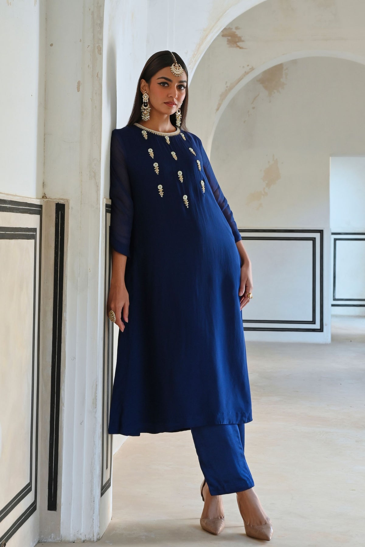 Royal Blue Embroidered Kurta