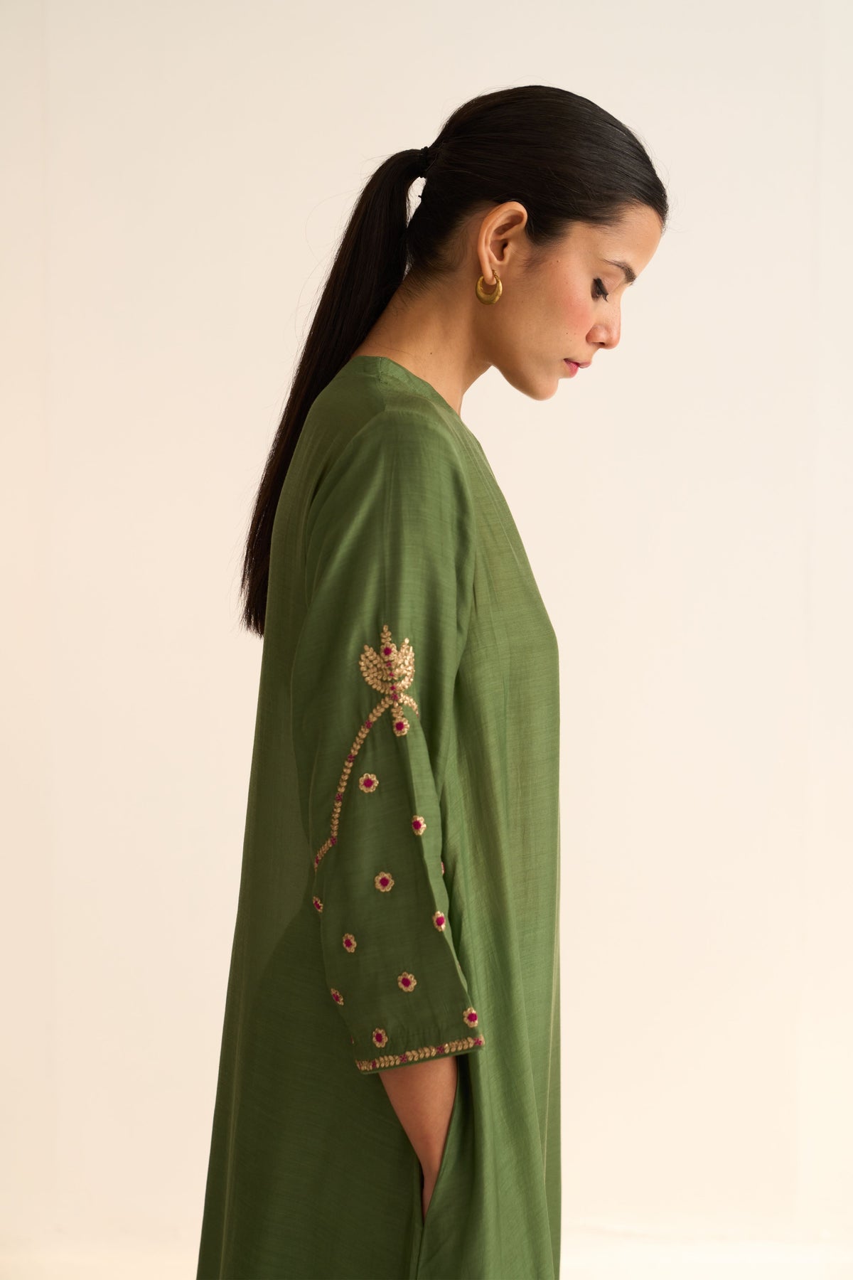 Ambily Olive Green Kurta