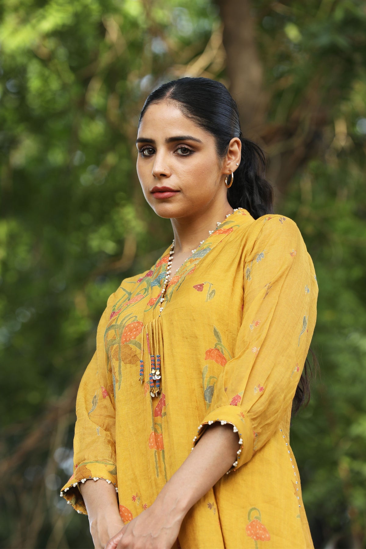 Mustard Yellow High Collar Tunic