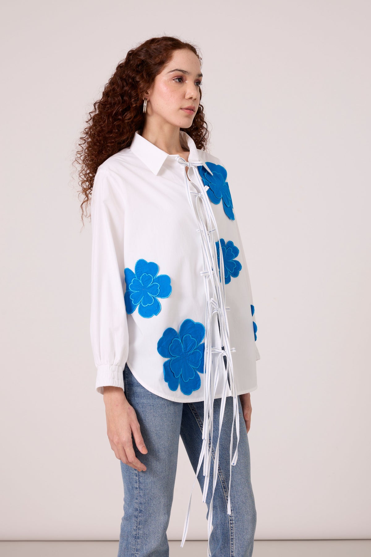 Ariel Applique Aster Blue Shirt