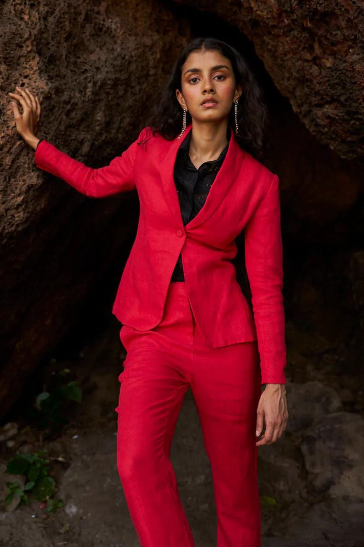 Red Linen Blazer