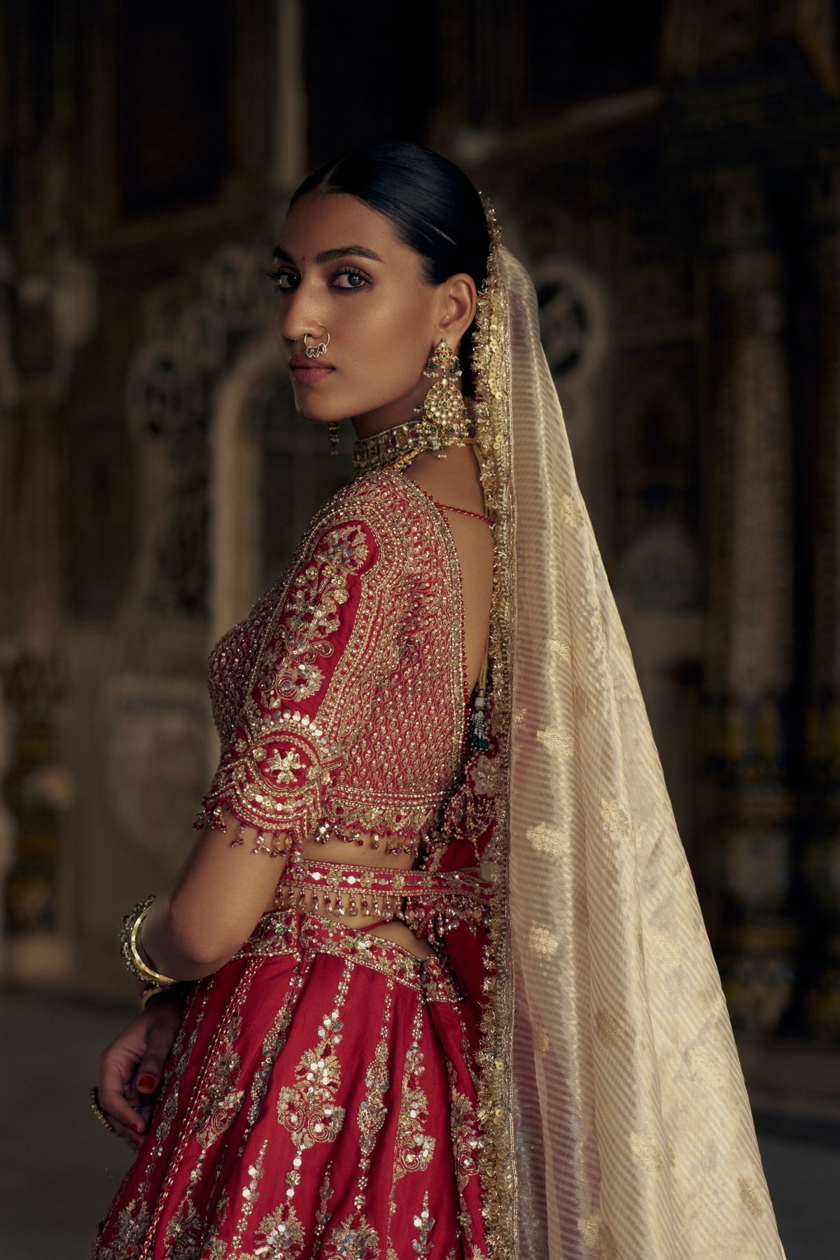 Blood Red Lehenga Choli Set