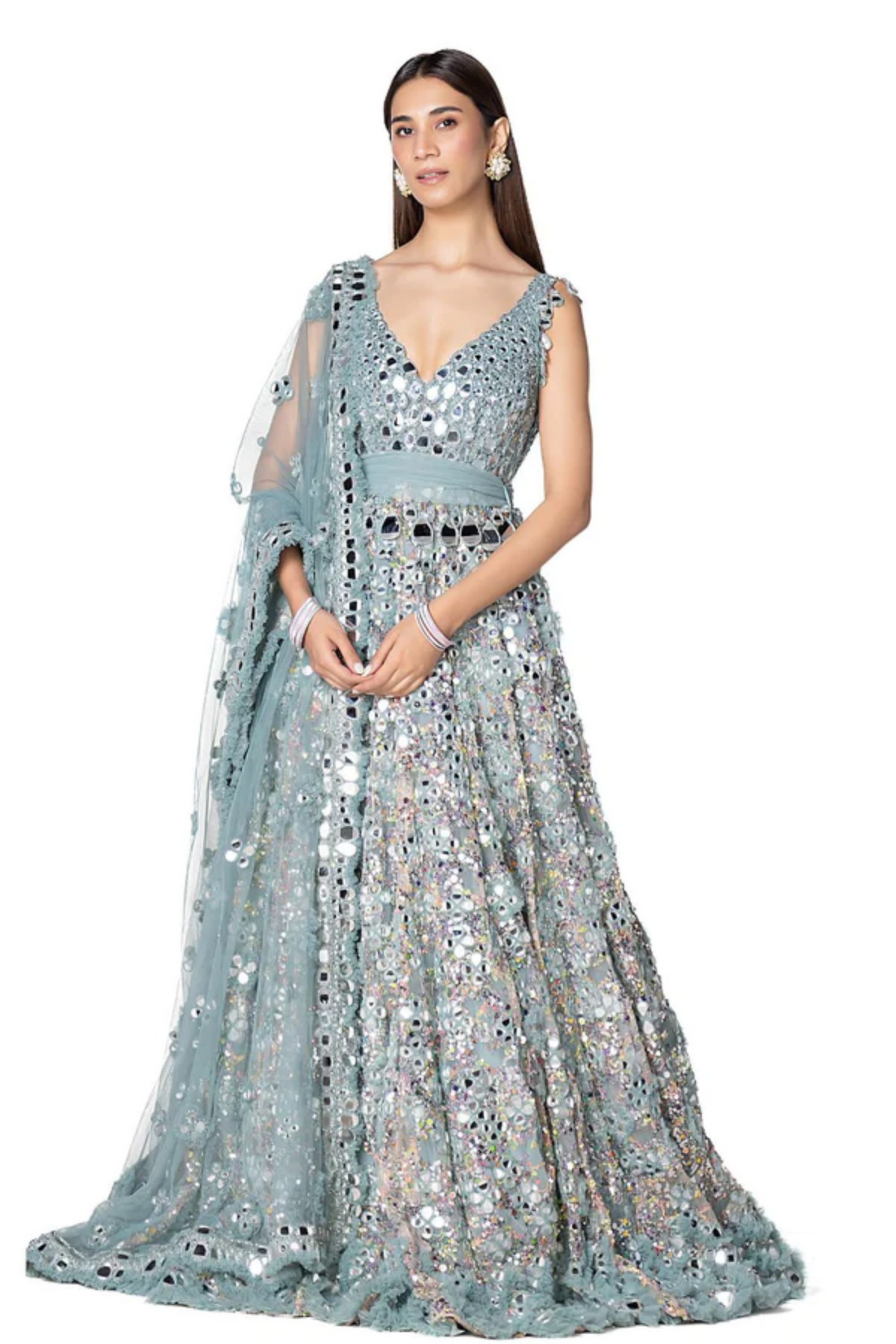 Aua Blue Anarkali Paired With Dupatta