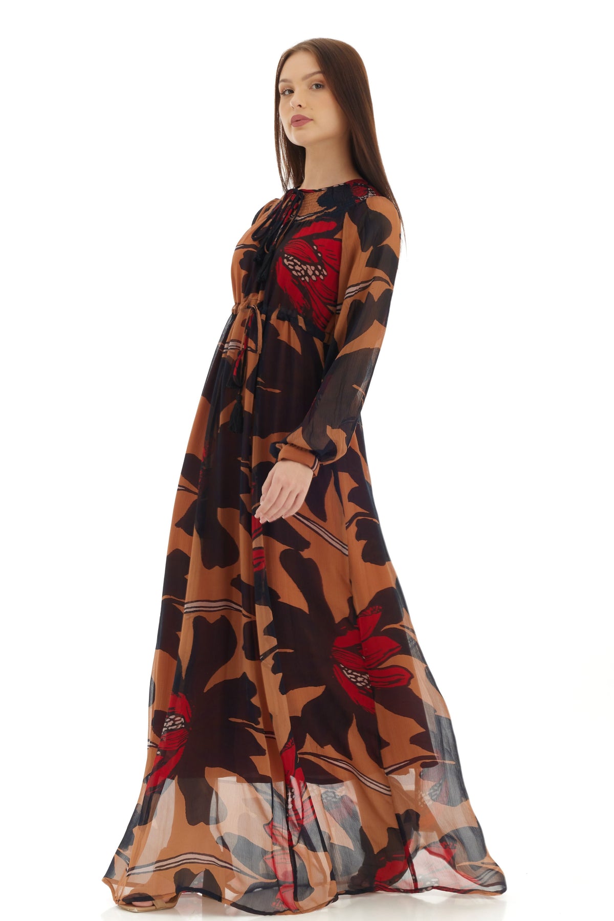 Orange and Brown Kaftan Dress