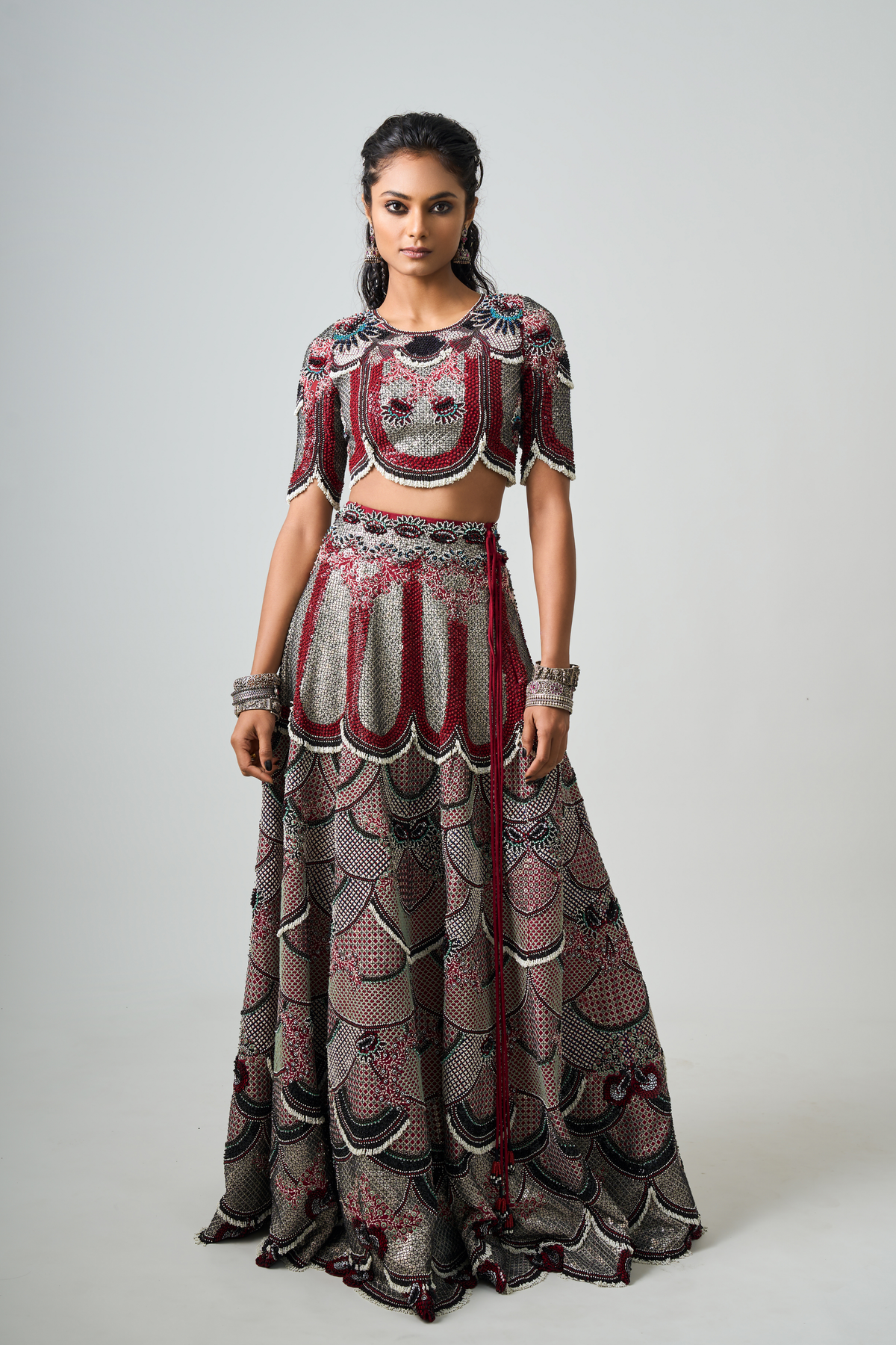 Burgundy Lehenga With Blouse