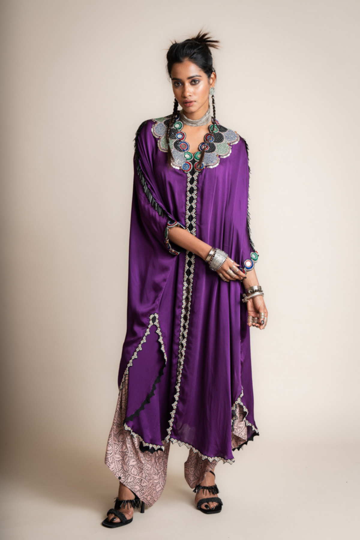 Purple Triangle Cape And Drape Pant