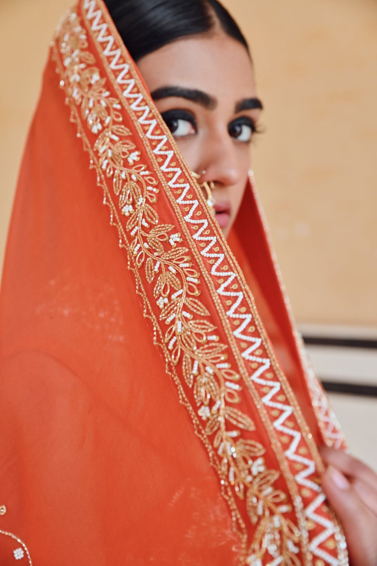 Orange Embroidered Lehenga Set